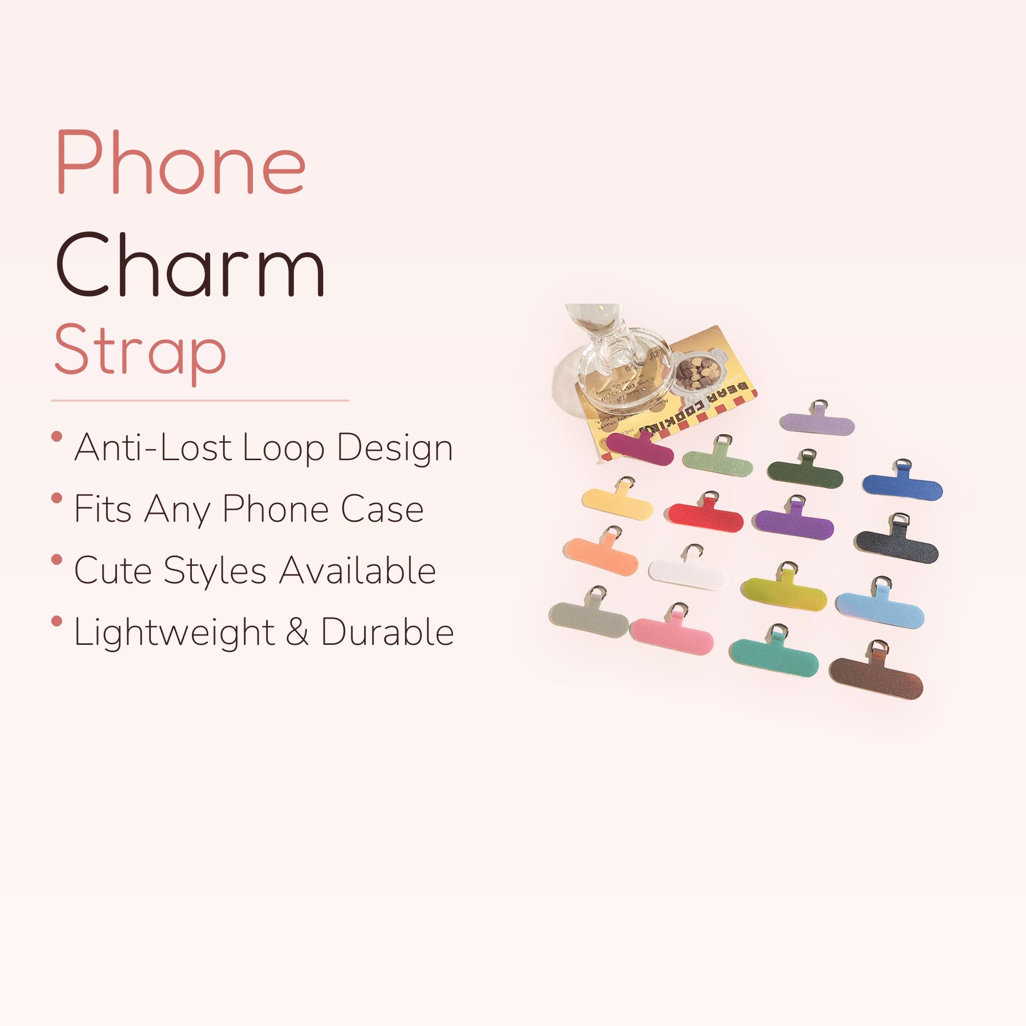 SIMPLYBUBBI — Assorted Plain Phone Patch Tabs | Universal Lanyard Connectors