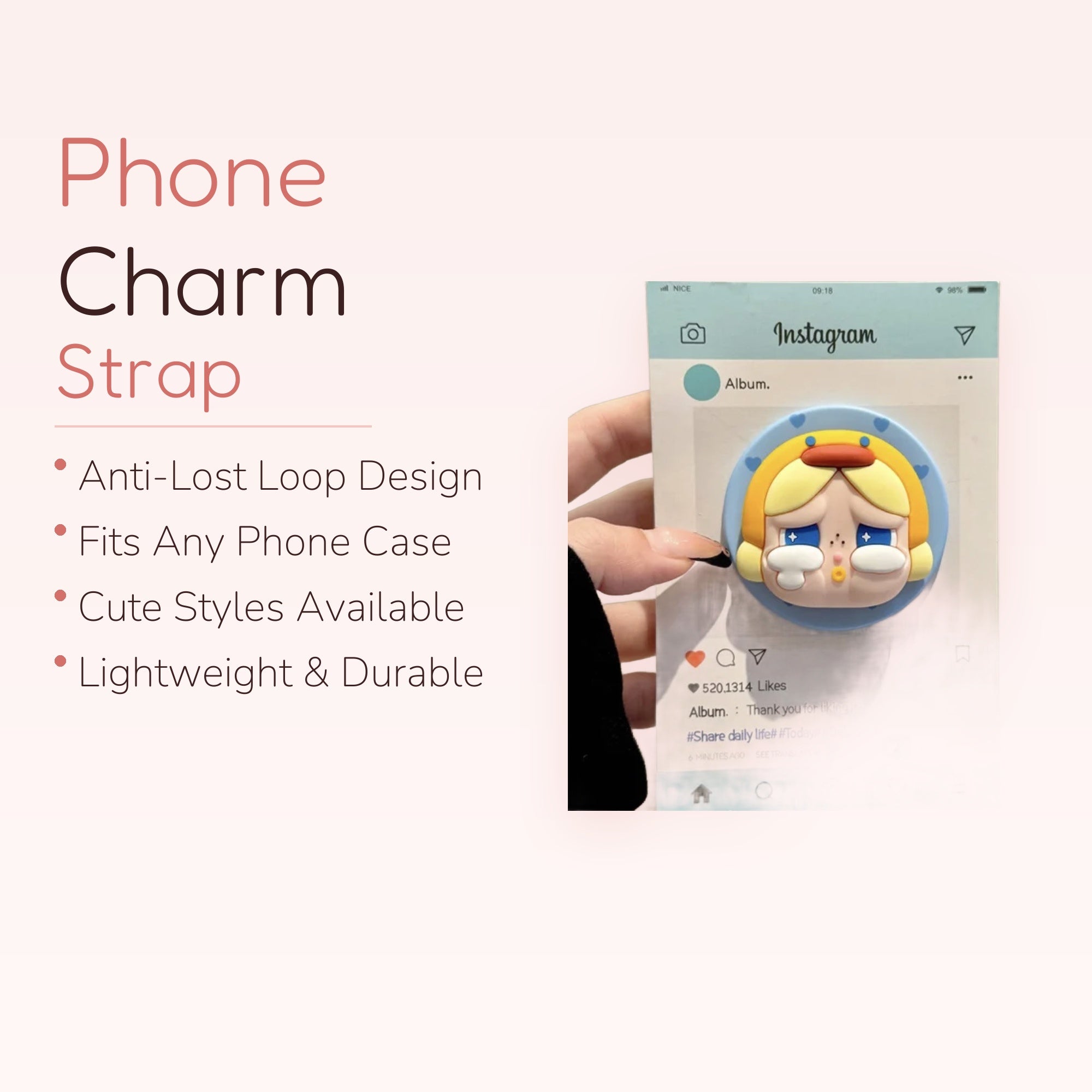 Crying Anime Girl Phone Grip | Kawaii Pop Socket Stand for Phones