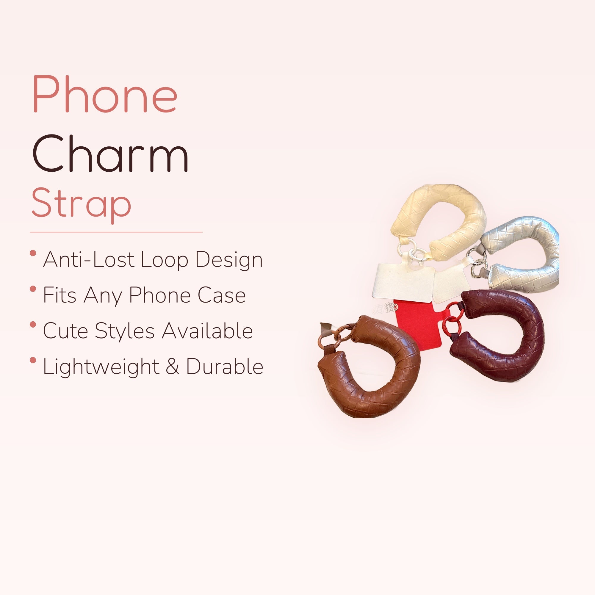 Braided Leather Wrist Phone Charm | Padded Woven Texture Phone Strap
