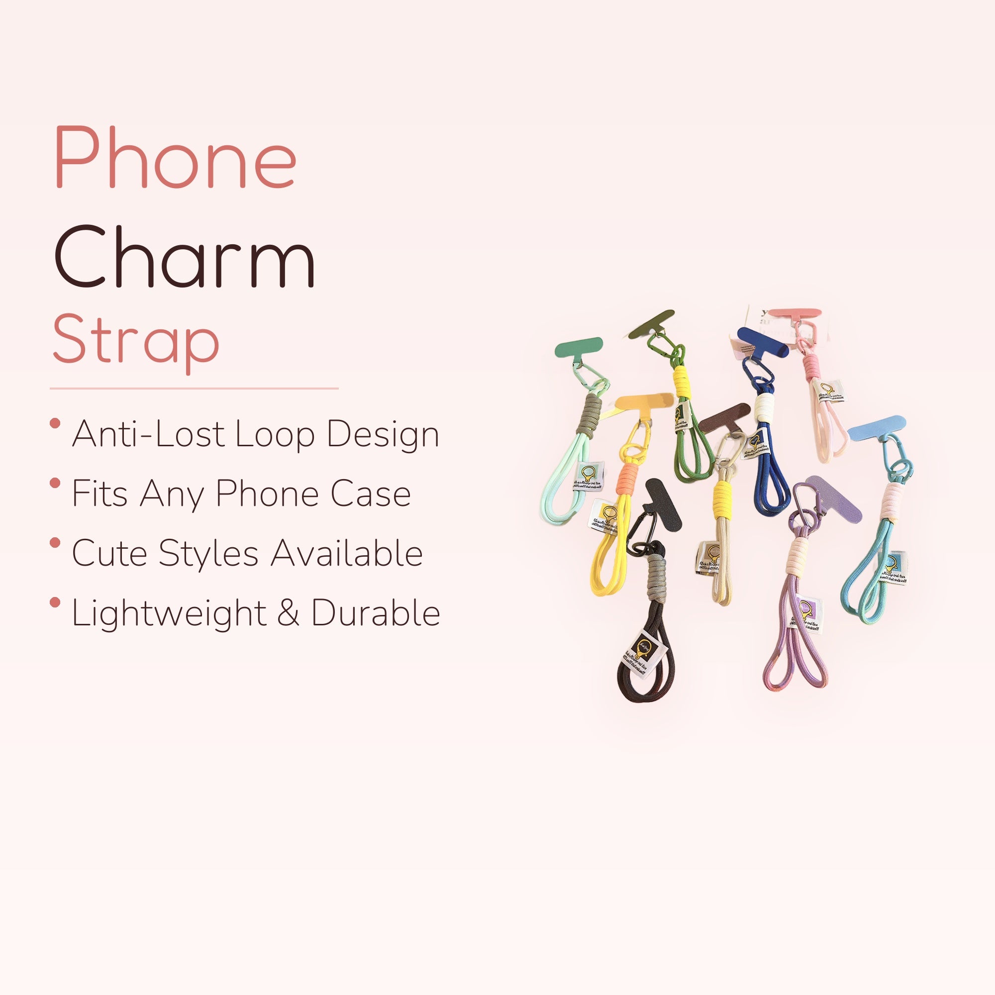 Colorful Braided Rope Phone Charm Strap | Aesthetic Wrist Lanyard with Carabiner