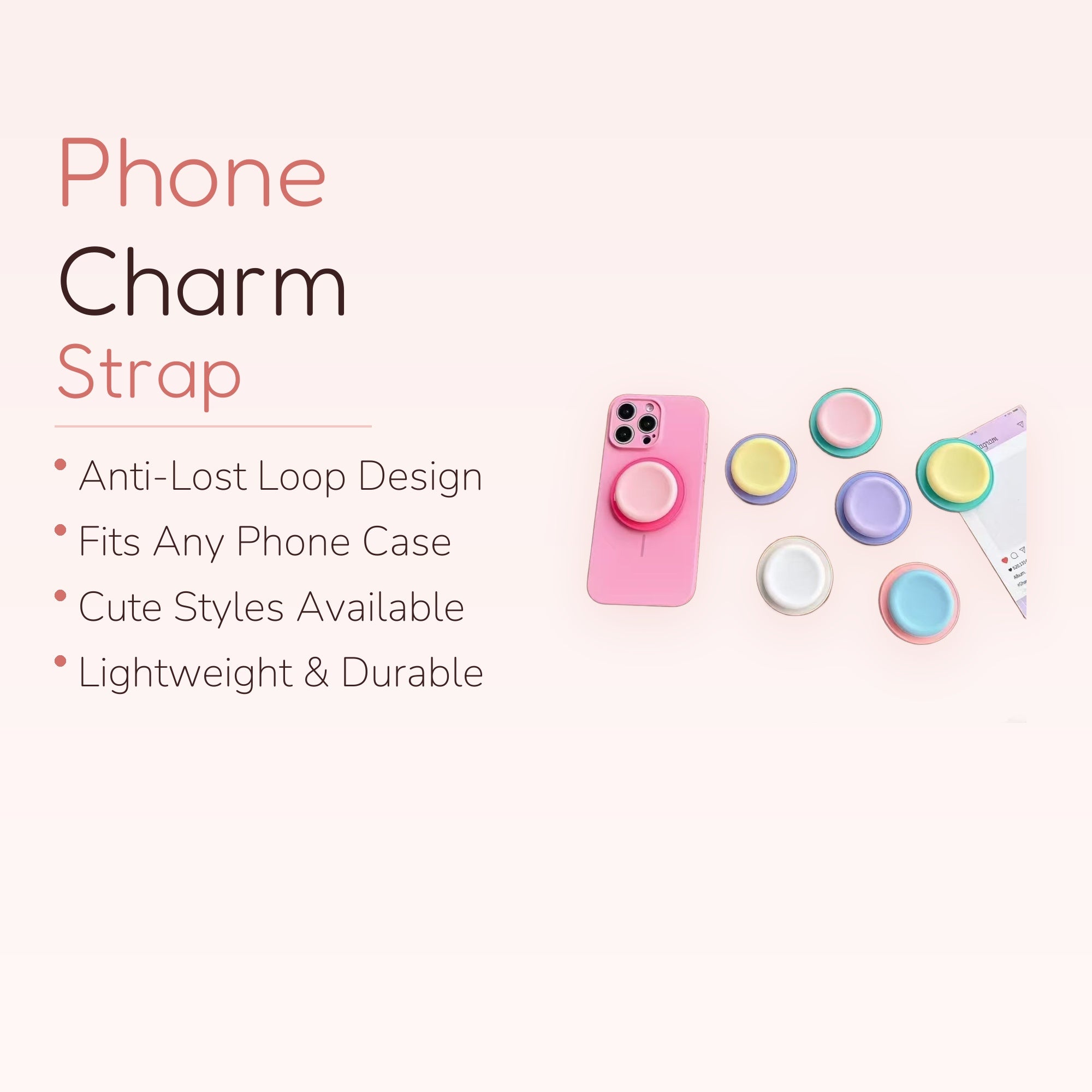 Pastel Silicone Phone Grip | Cute Round Pop Socket Stand