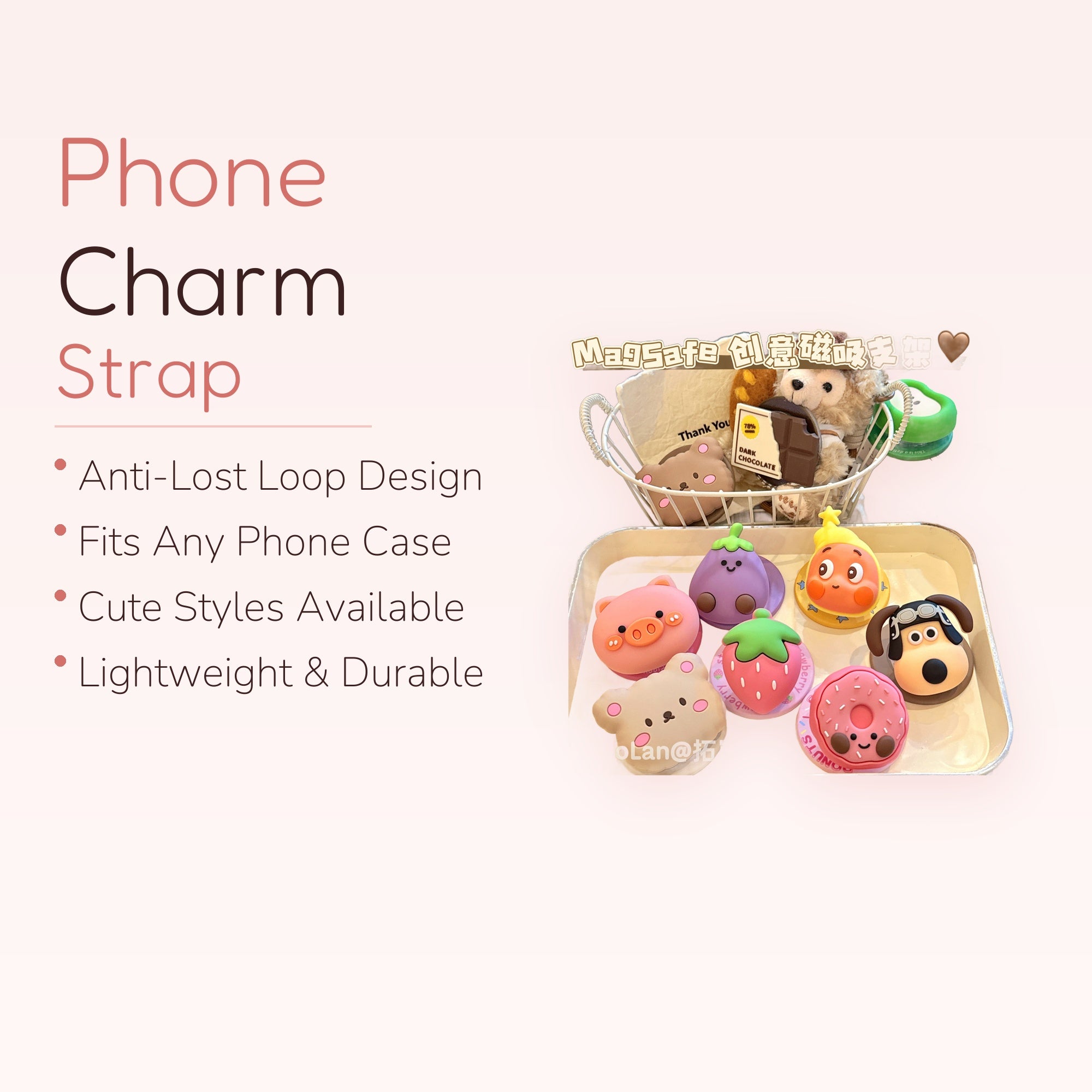 Kawaii Cartoon Animal & Food Phone Grip | Cute Silicone Pop Socket Stand