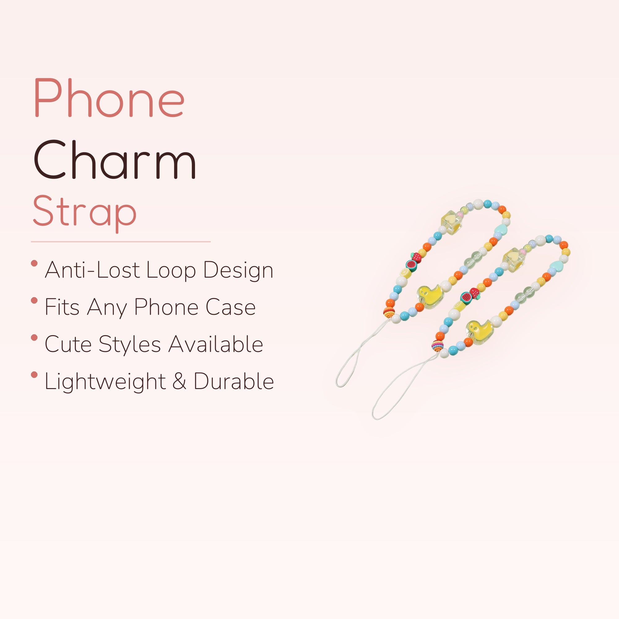 Soft Life — Kawaii Pastel Flower Beaded Phone Charm Wrist Strap
