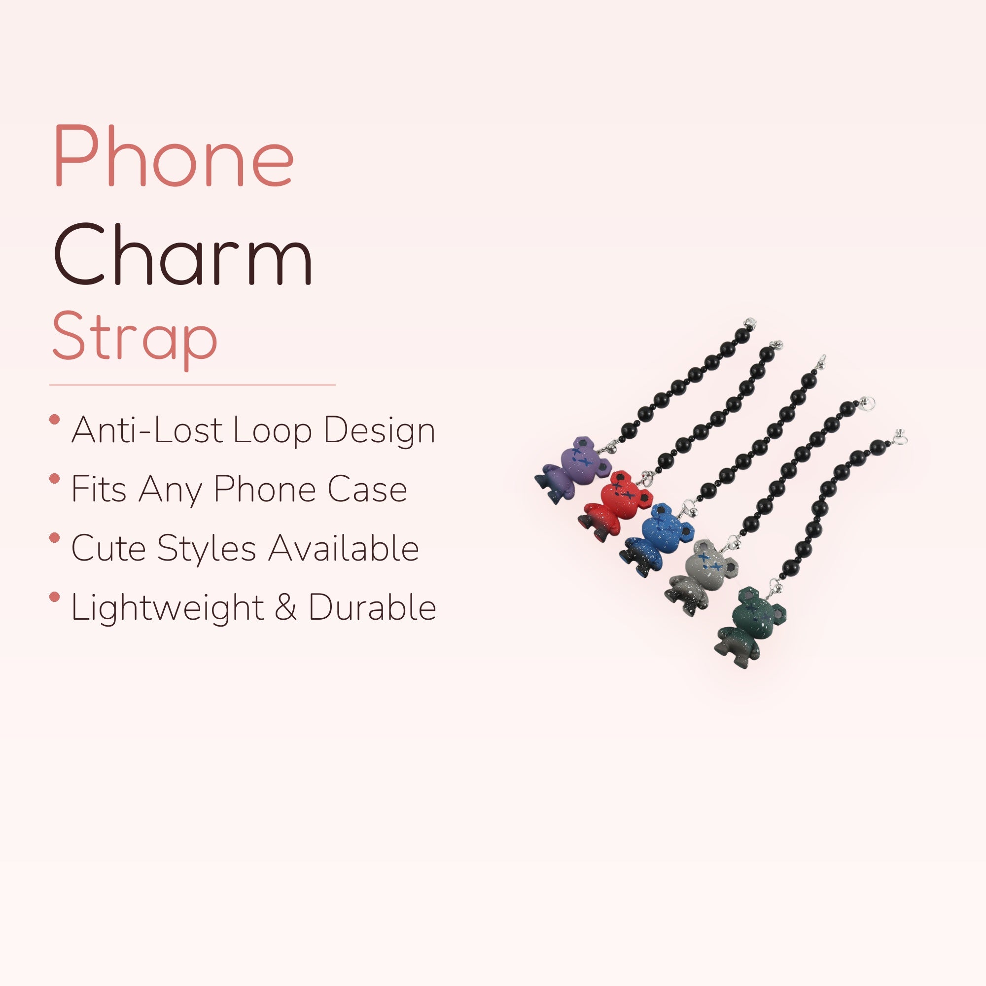 Honey — Cute Bear Phone Charm Beaded Wrist Strap
