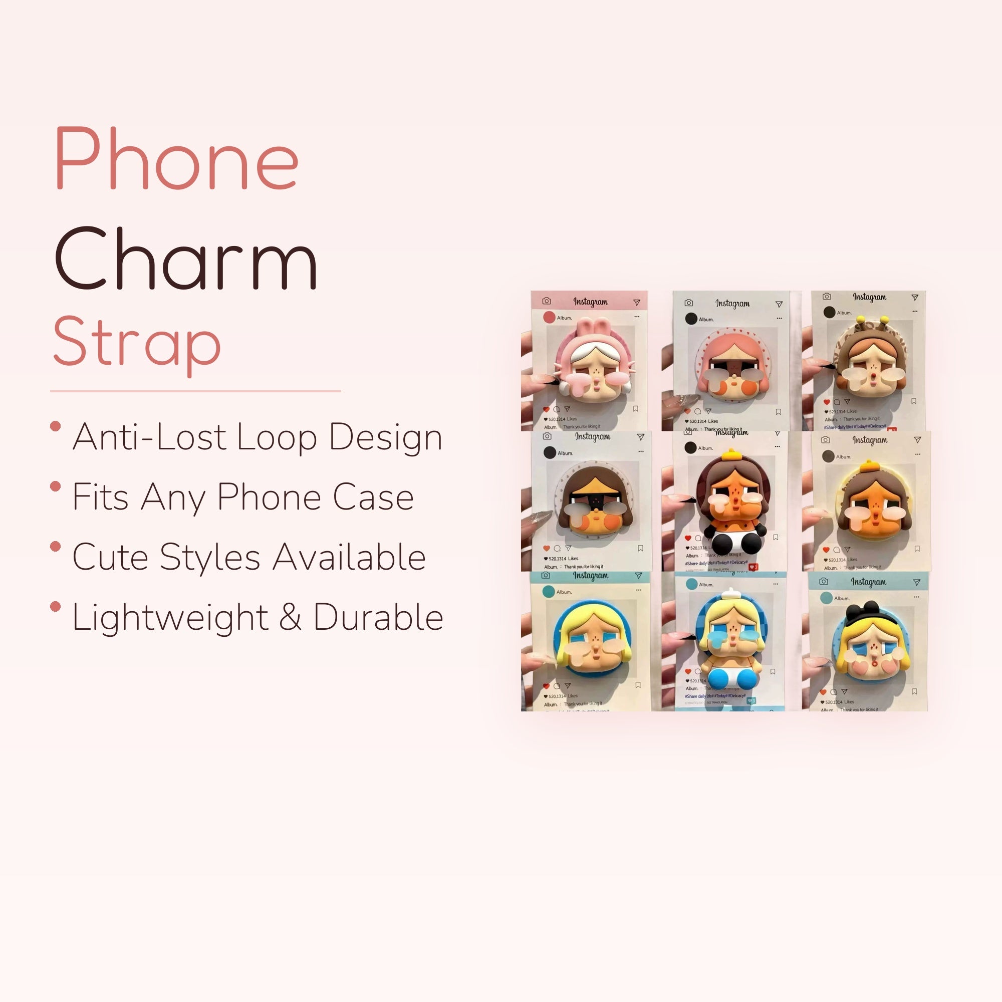 Kawaii Crying Chibi Girl Phone Grip | Pastel Pop Socket Stand