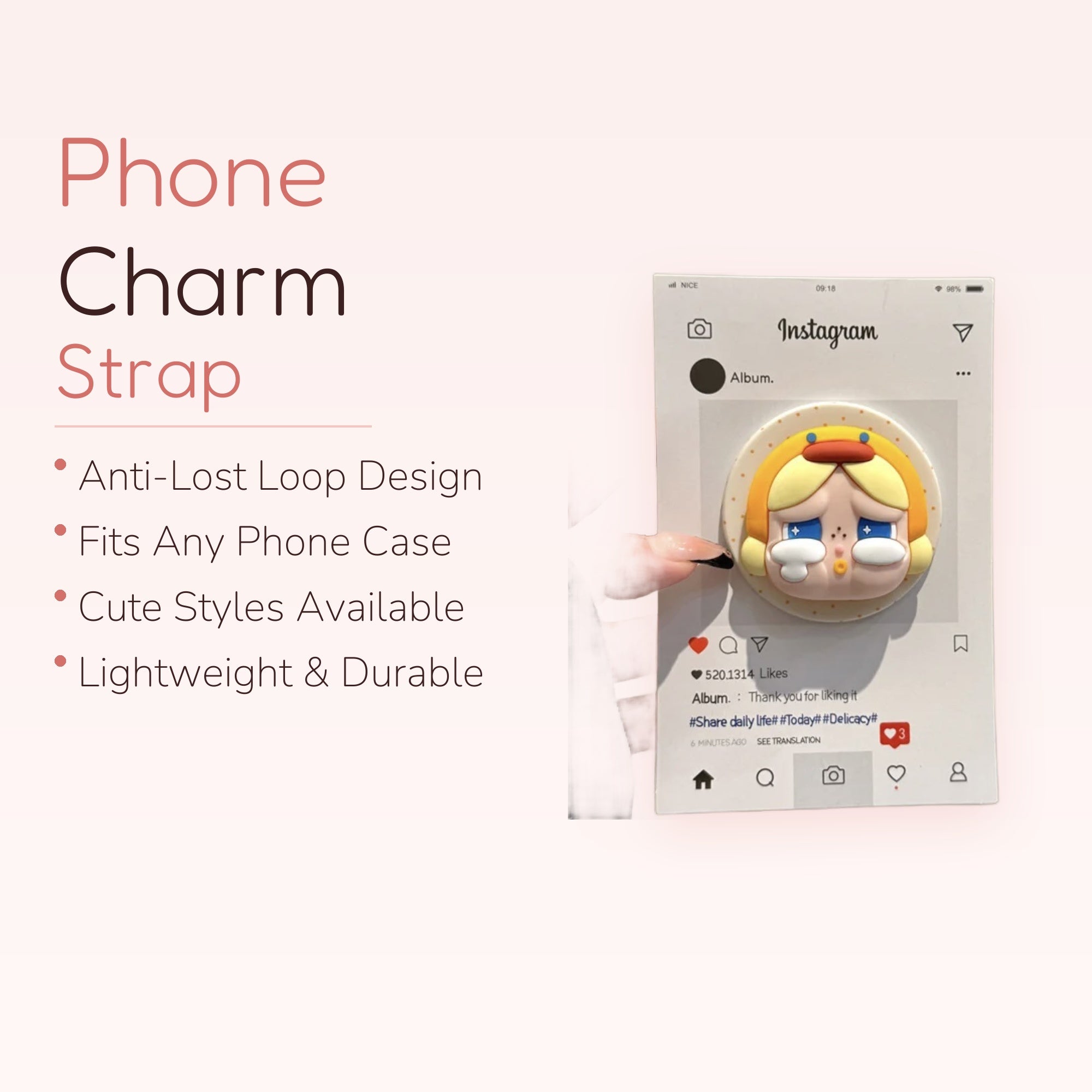Crying Anime Girl Phone Grip | Kawaii Pop Socket Stand for Girls