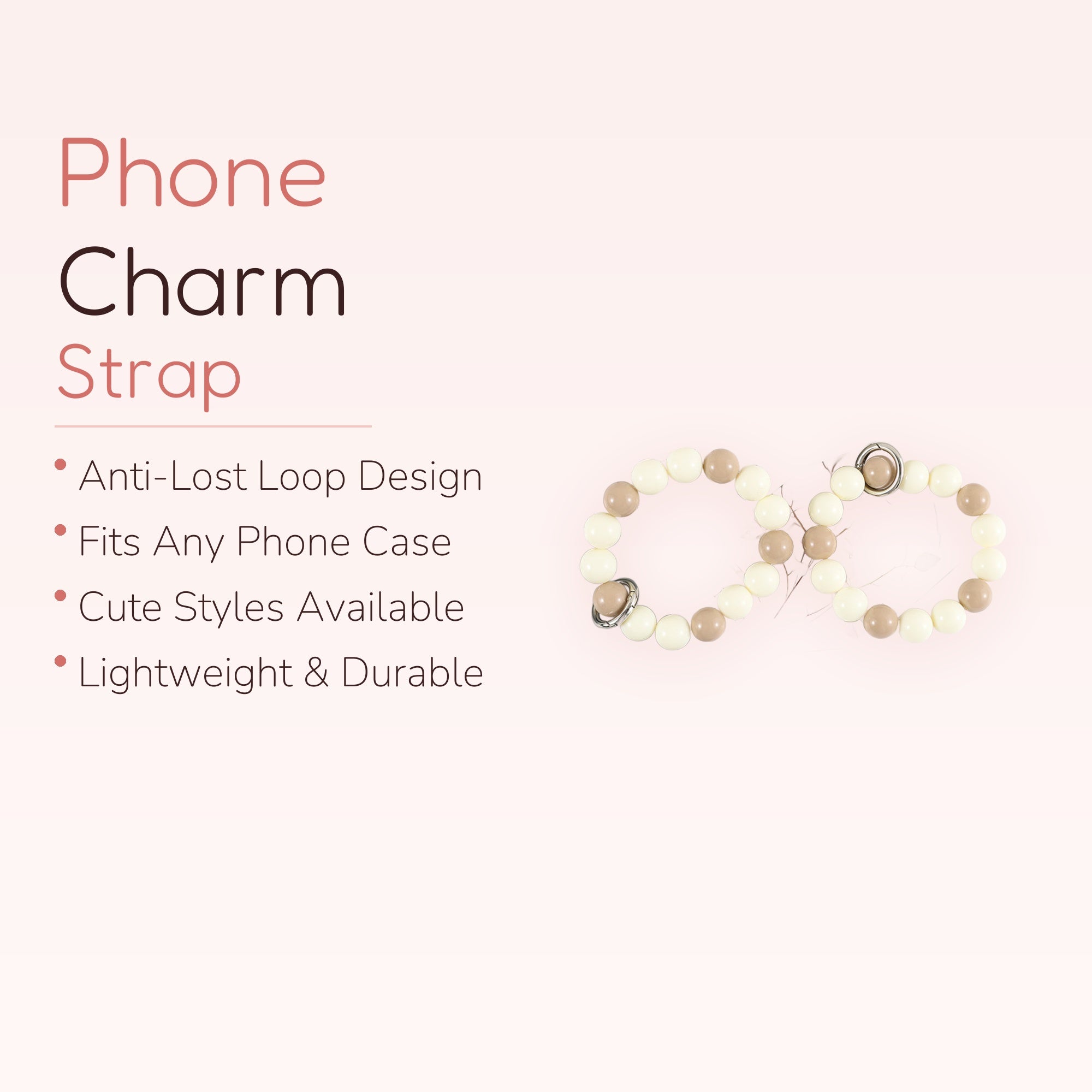 Quiet Luxury — Neutral Tone Beaded Phone Charm Wrist Lanyard