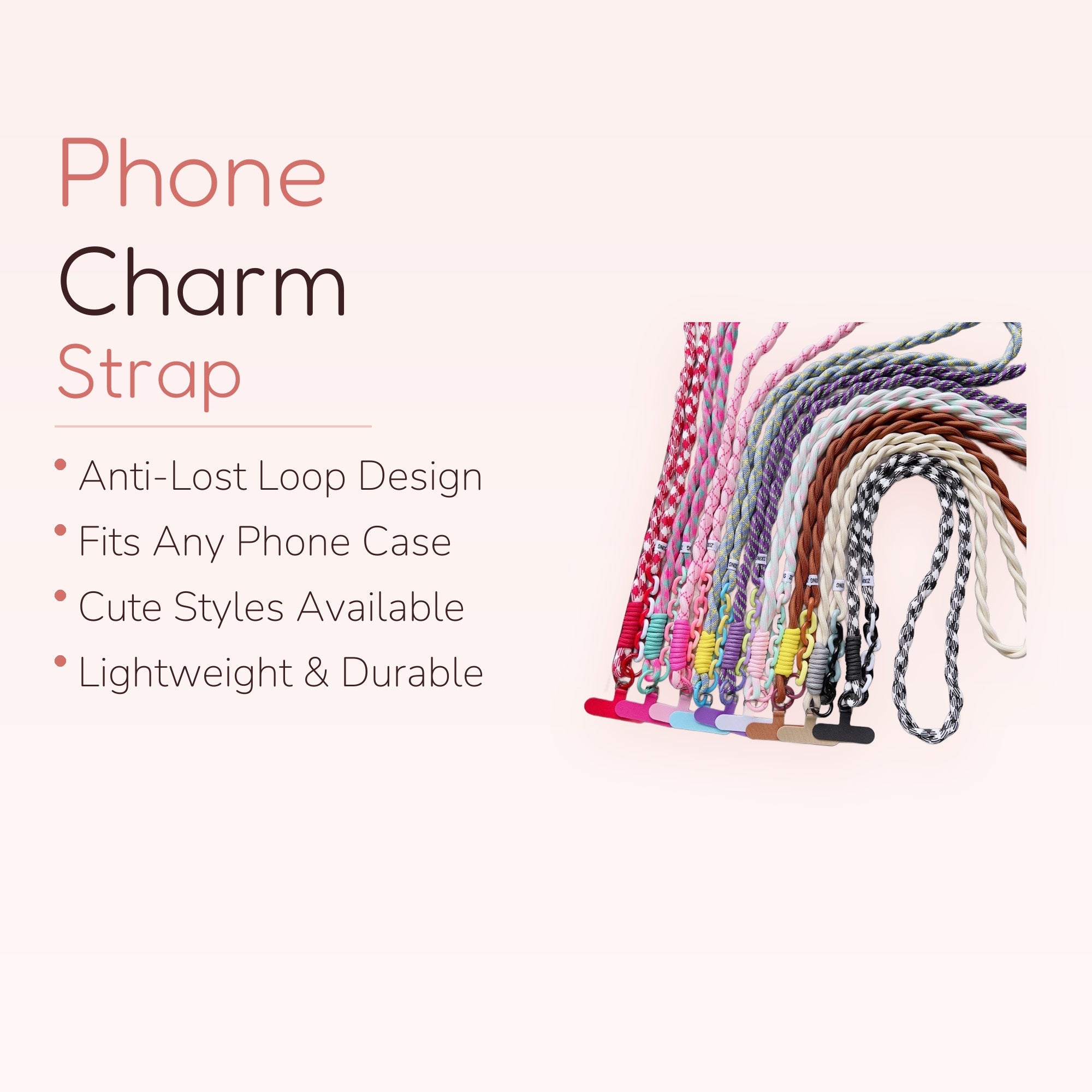 Colorful Braided Rope Phone Lanyard with Chain | Aesthetic Crossbody Phone Strap