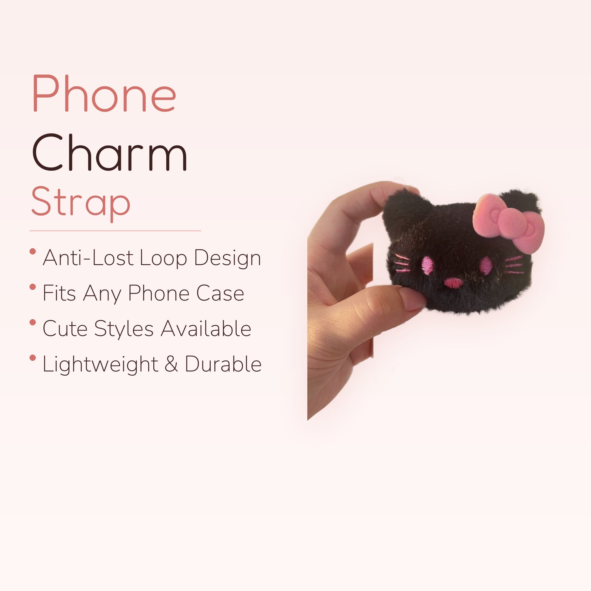 Black Fluffy Hello Kitty Phone Grip | Kawaii Pop Socket Stand