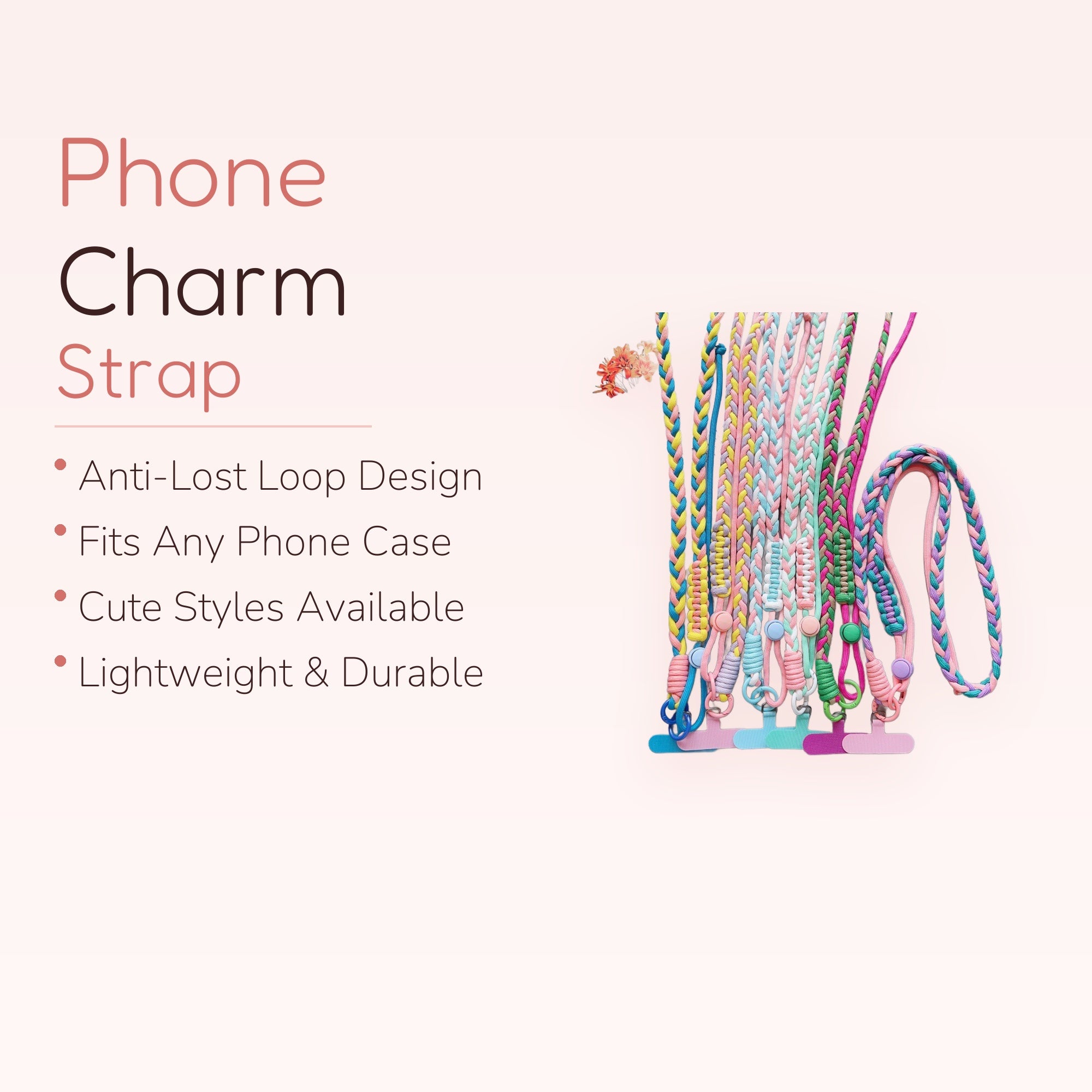 Braided Rainbow Phone Lanyard | Colorful Woven Crossbody Strap