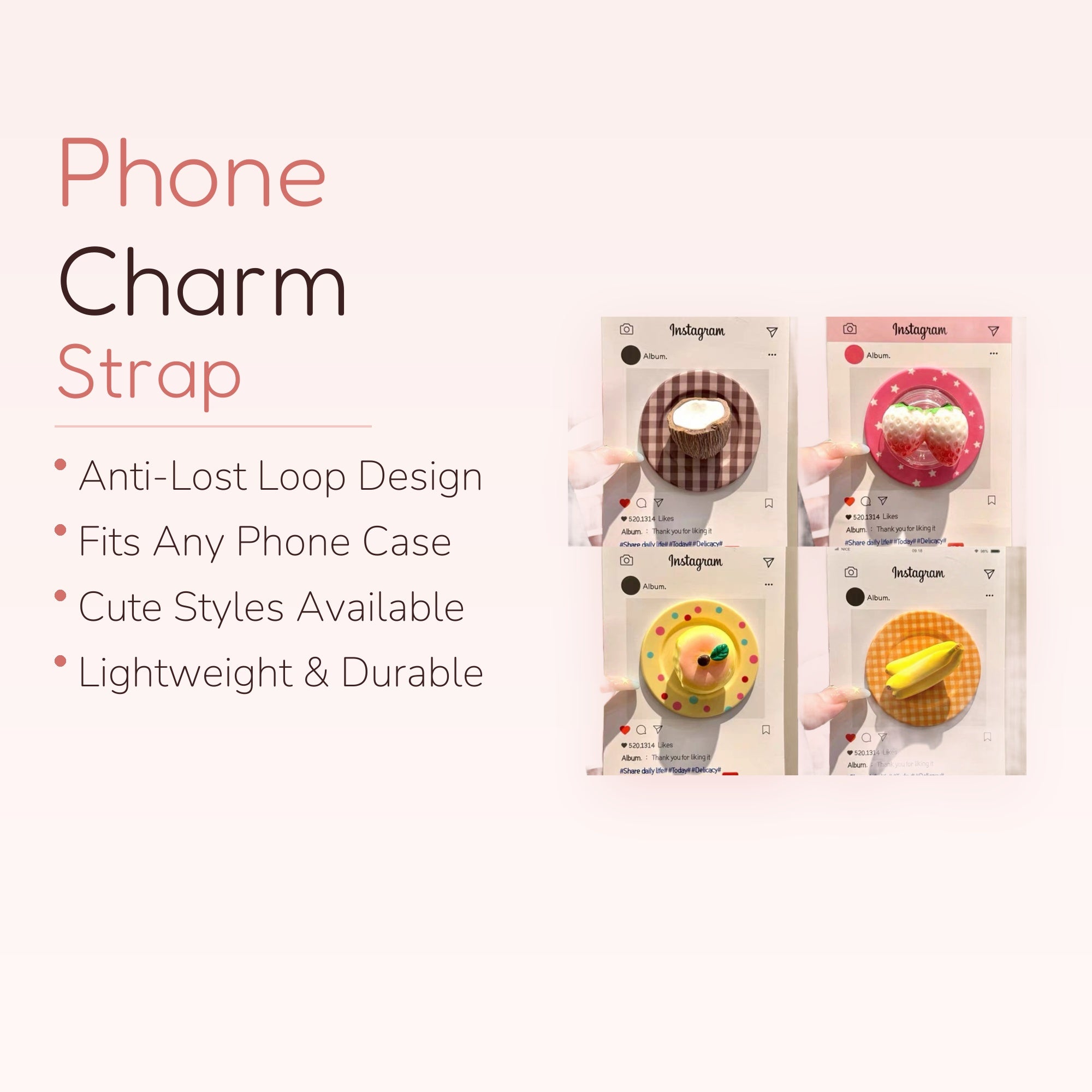 Kawaii Fruit Dessert Phone Grip Set | Aesthetic Food Pop Socket Stand