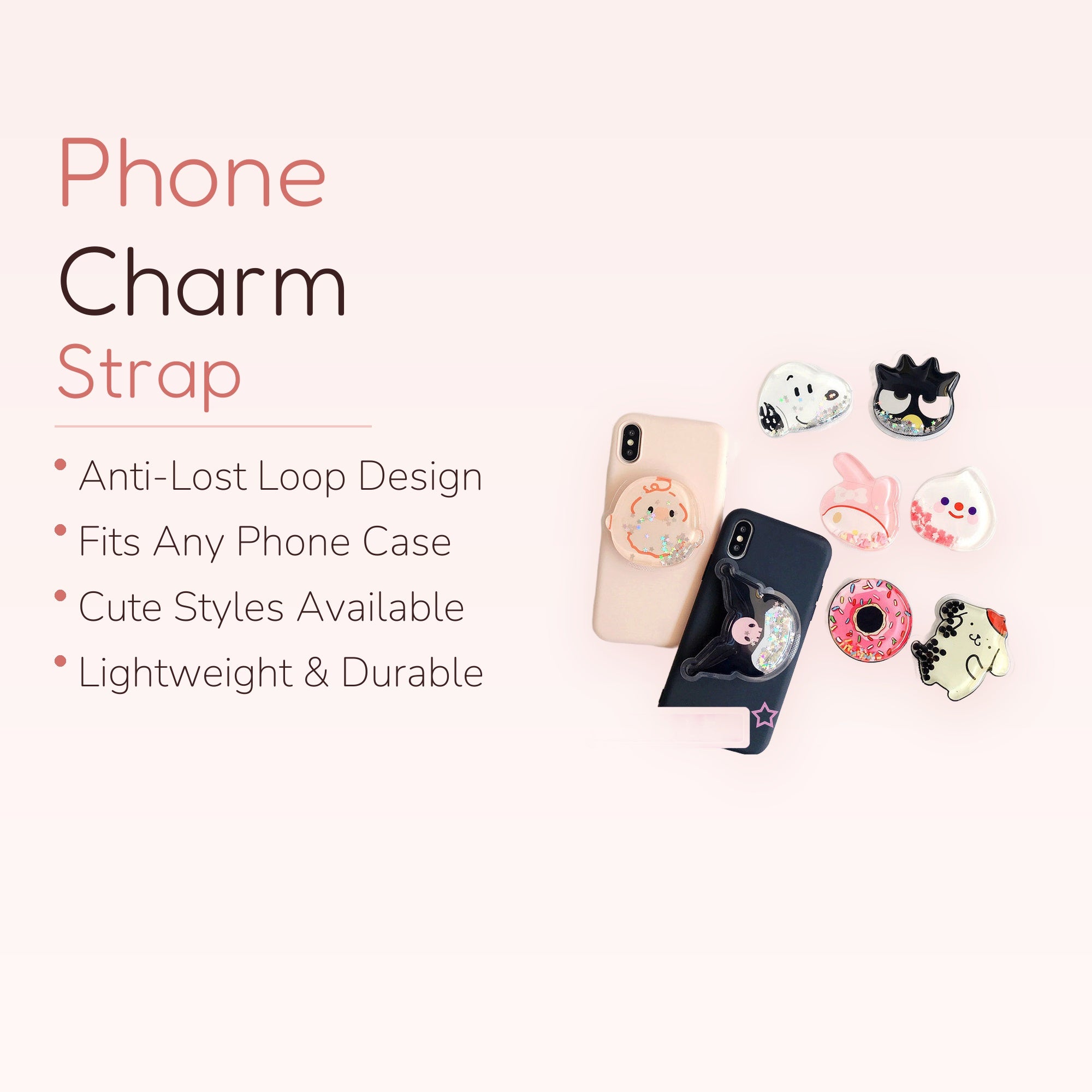 Kawaii Glitter Liquid Phone Grip | Cute Character Phone Stand Holder | Aesthetic Y2K Accessory | Gift for Her
