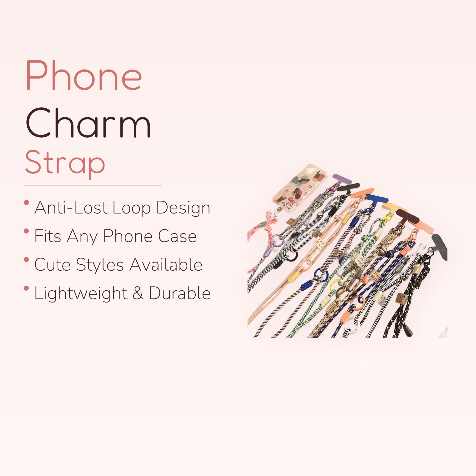 SIMPLYBUBBI — Assorted Braided Rope Phone Lanyard with T-Tab | Hand-Made Crossbody Strap
