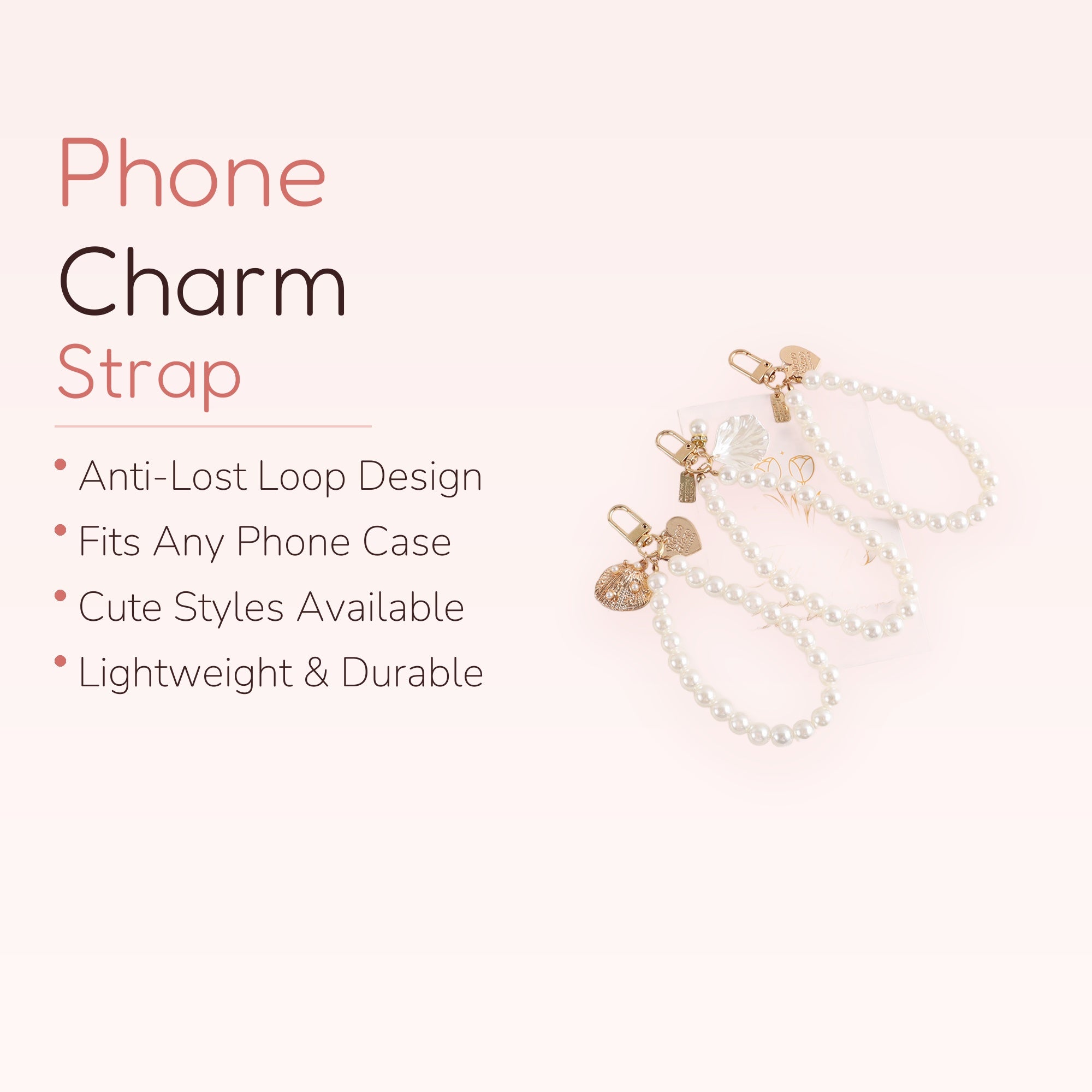 Elegant Pearl Bead Phone Charm Strap | Cute Wrist Lanyard Keychain