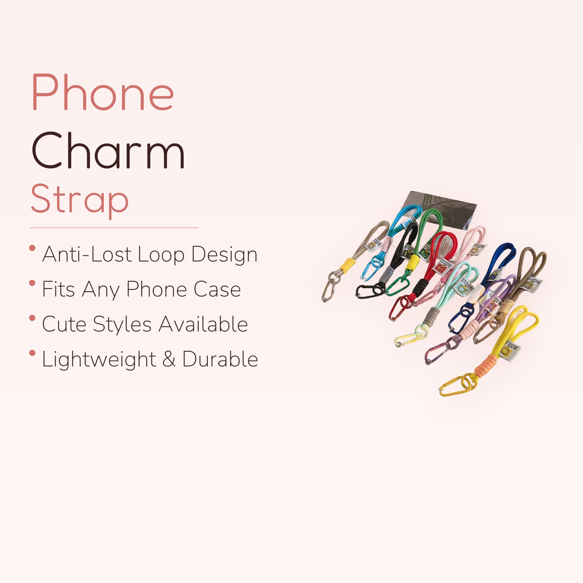 Colorful Braided Rope Phone Charm Strap | Aesthetic Wrist Lanyard with Carabiner Clip