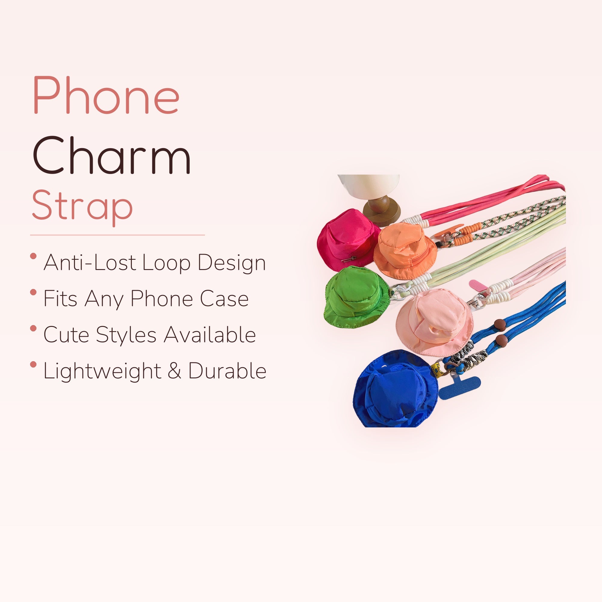 Kawaii Mini Bucket Hat Phone Lanyard | Colorful Adjustable Crossbody Strap