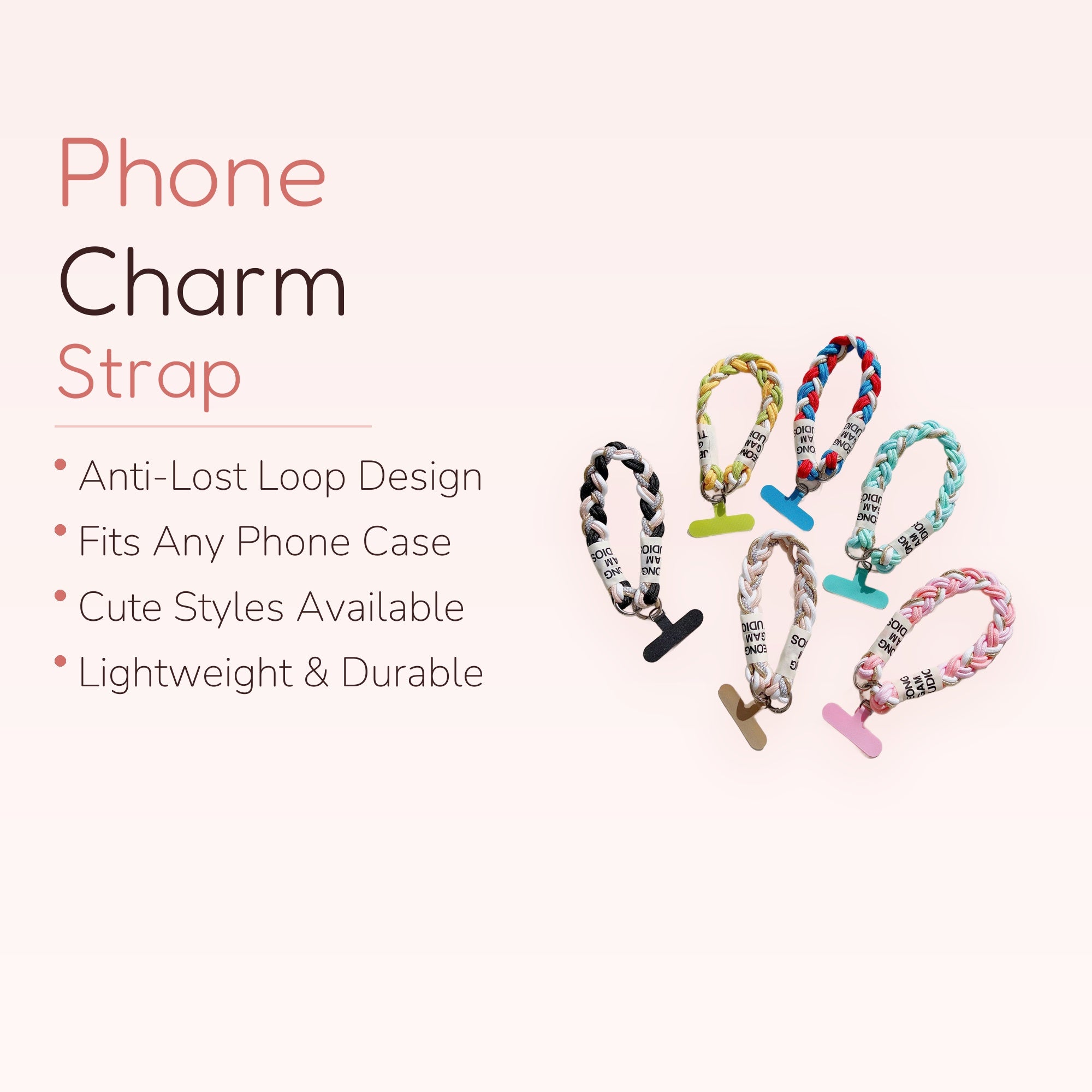 Braided Colorful Phone Charm Strap | Aesthetic Woven Wrist Lanyard