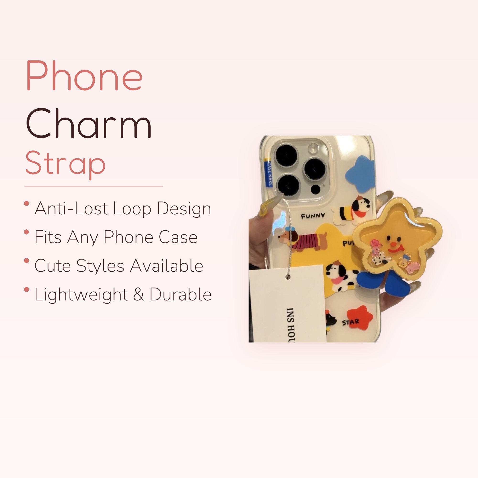 Kawaii Yellow Star Shaker Phone Grip | Cute Cartoon Dog Pop Socket Stand