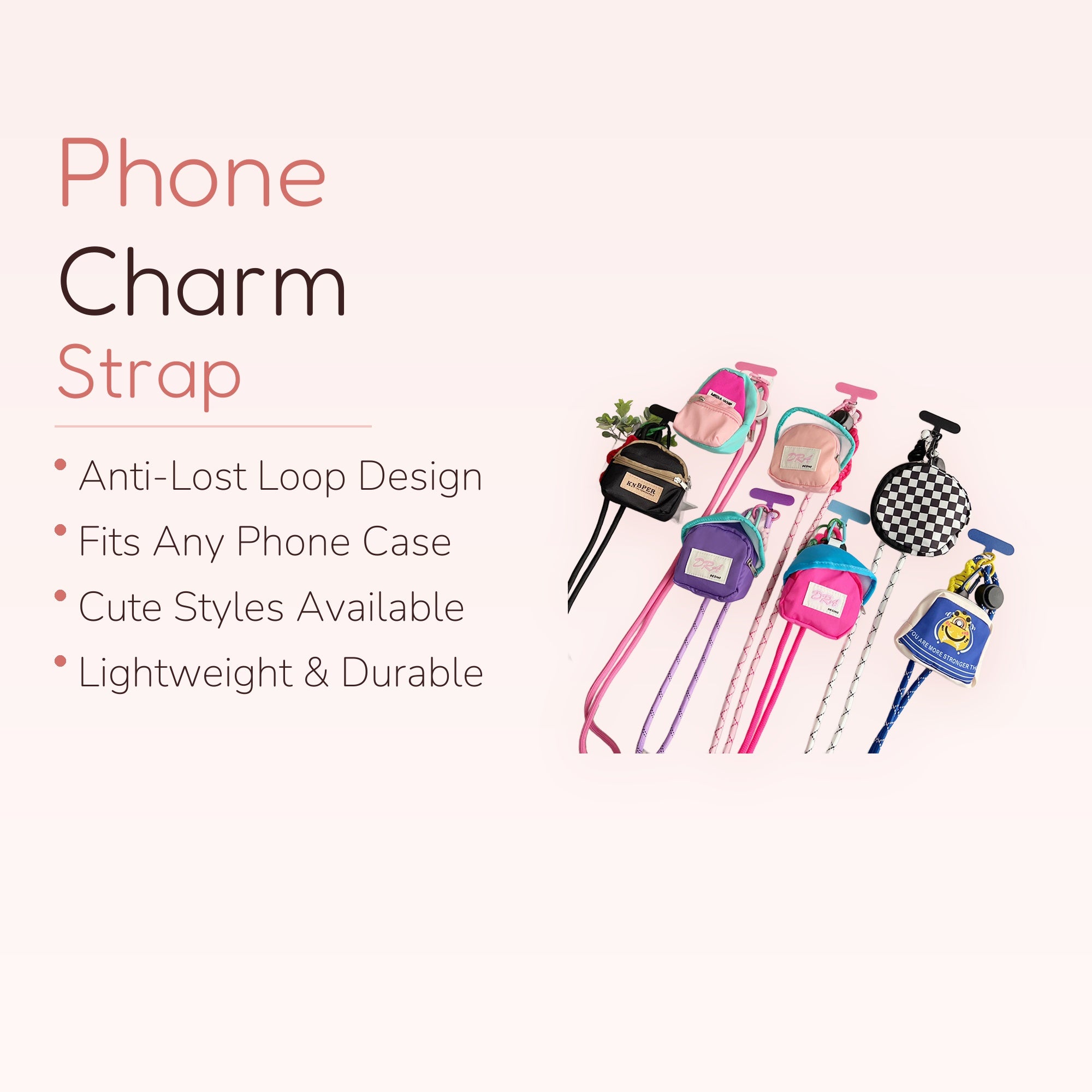 Mini Backpack Phone Charm Lanyard | Kawaii Crossbody Phone Strap with Pouch