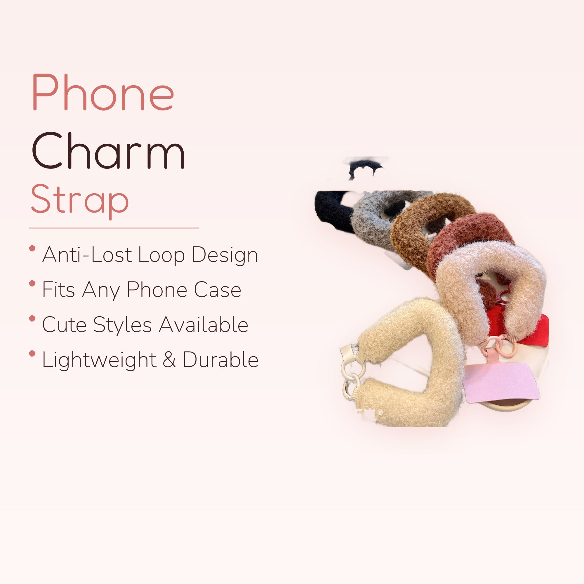 Fluffy U-Shaped Wrist Phone Charm | Cozy Plush Hand Strap for Winter