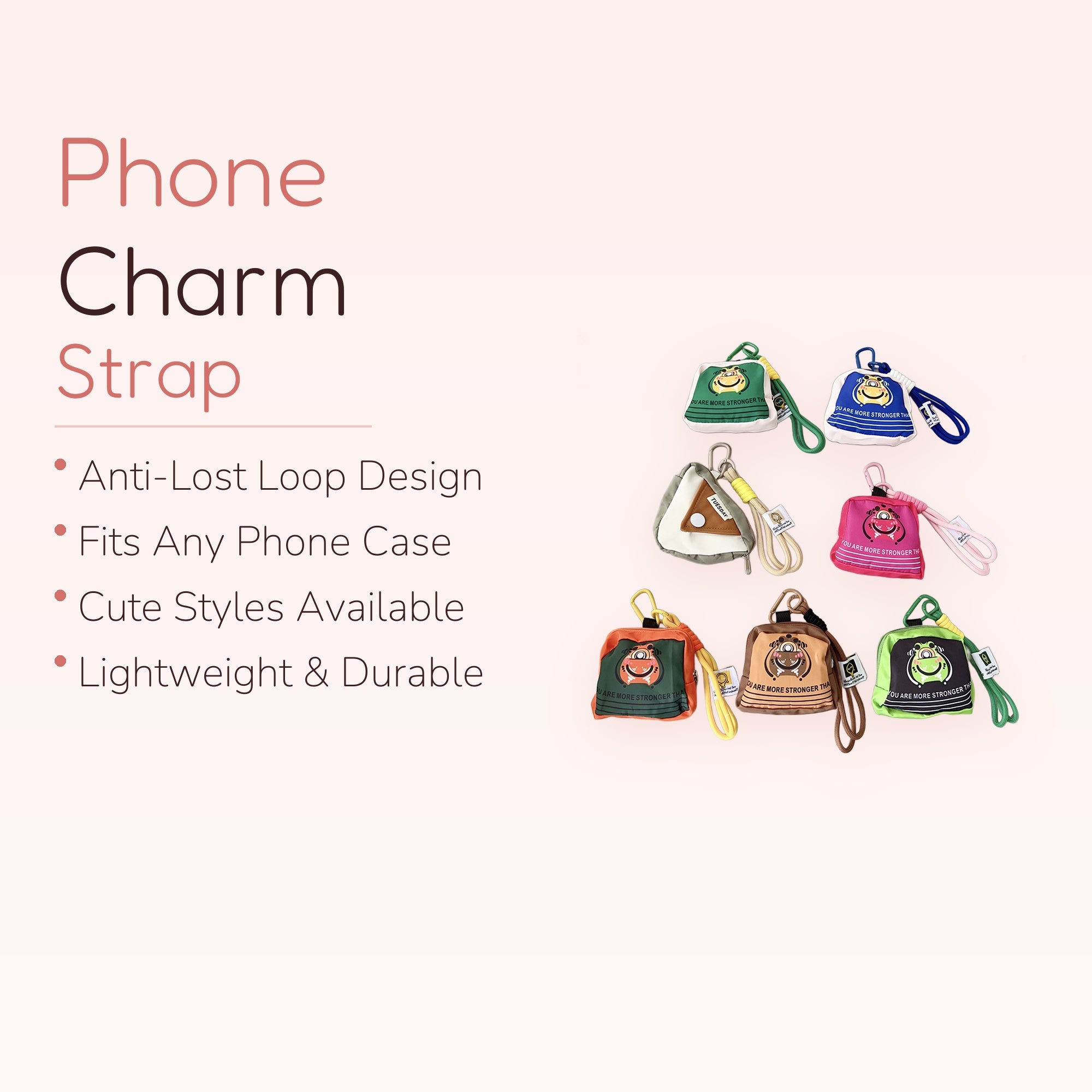 Cute Frog & Onigiri Mini Pouch Phone Charm | Kawaii Coin Purse Keychain Lanyard
