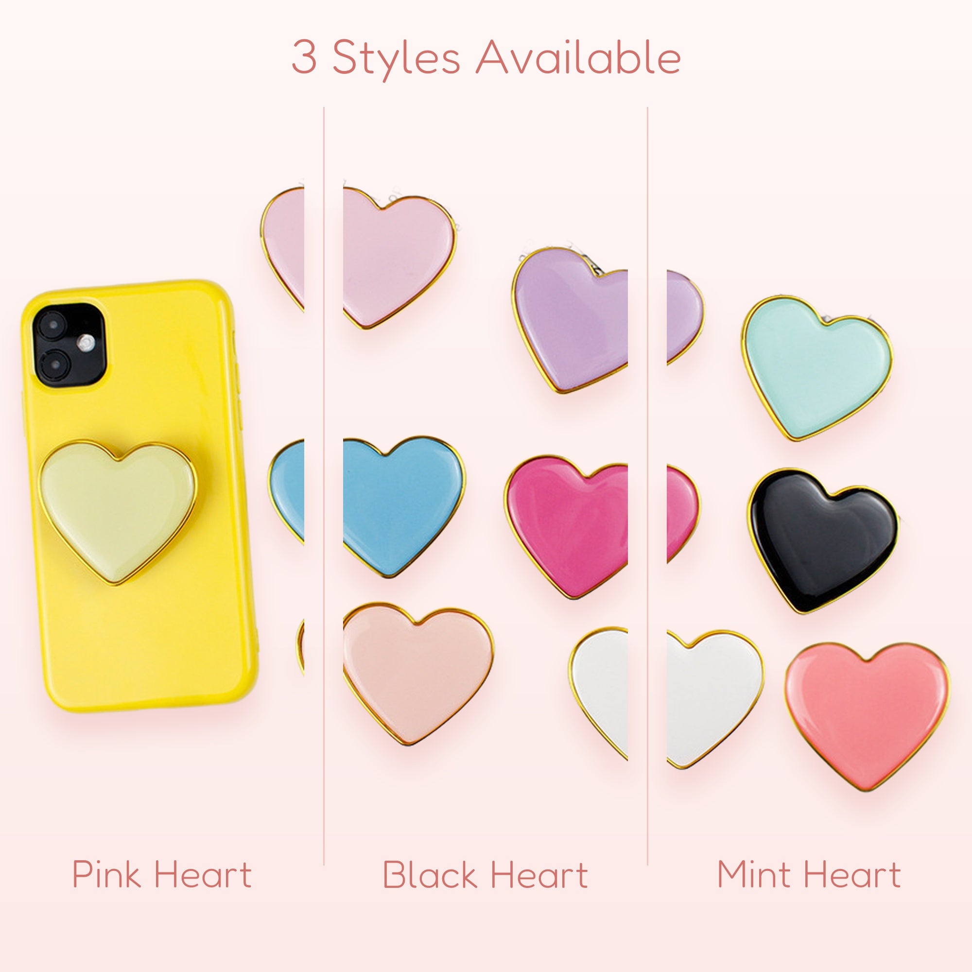 Heart Enamel Phone Grip | Gold Edge Collapsible Stand