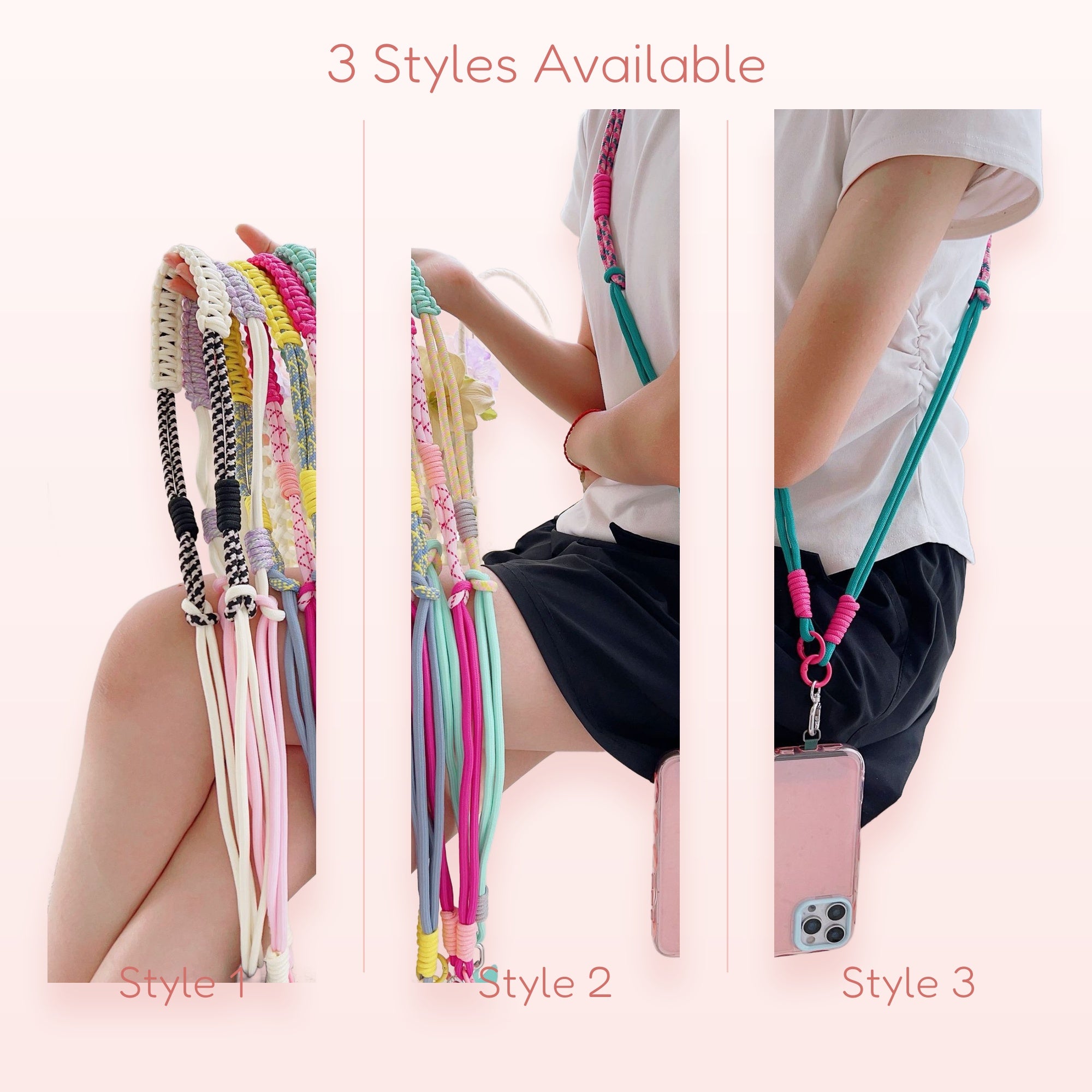 SIMPLYBUBBI — Pastel Braided Rope Crossbody Phone Lanyard | Aesthetic Adjustable Strap