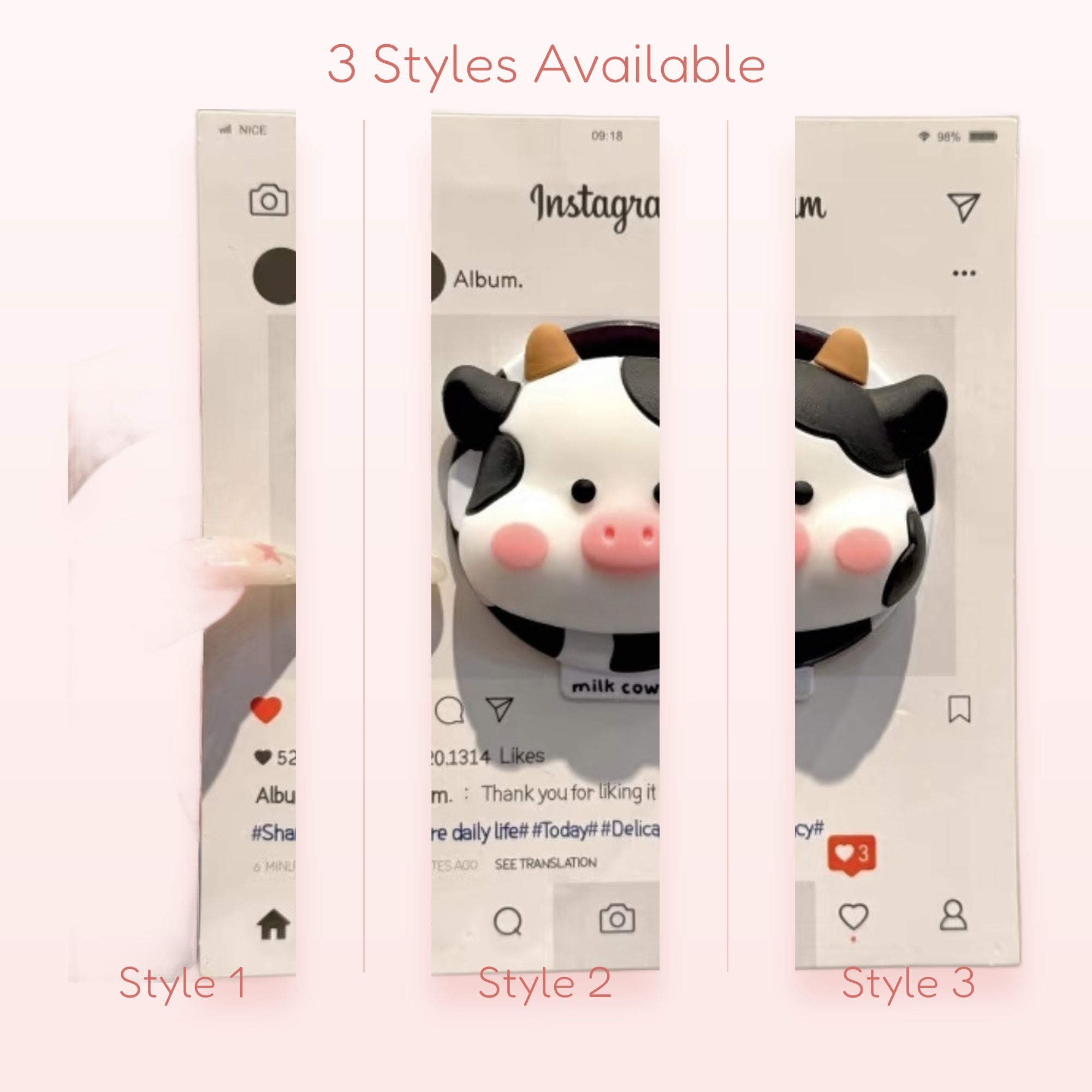 Cute Cow Phone Grip | Kawaii Black & White Animal Pop Socket Stand