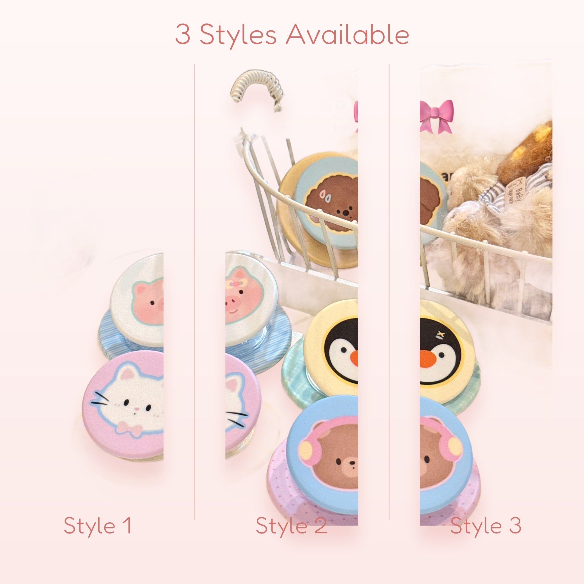 Kawaii Animal Face Phone Grip | Cute Expandable Pop Socket Stand