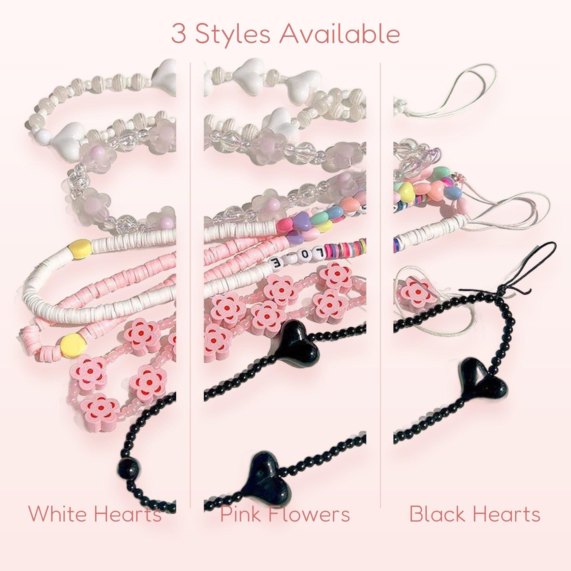 Kawaii Beaded Phone Charm Strap | Cute Wrist Lanyard