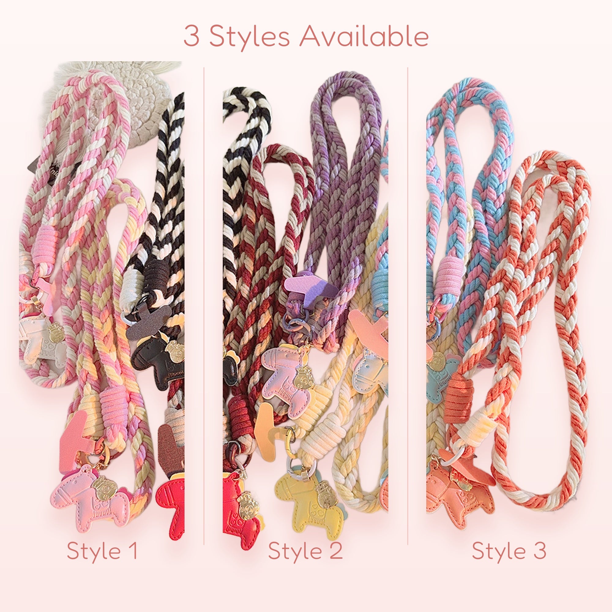 Braided Rope Horse Phone Charm Strap | Kawaii Pastel Wrist Lanyard