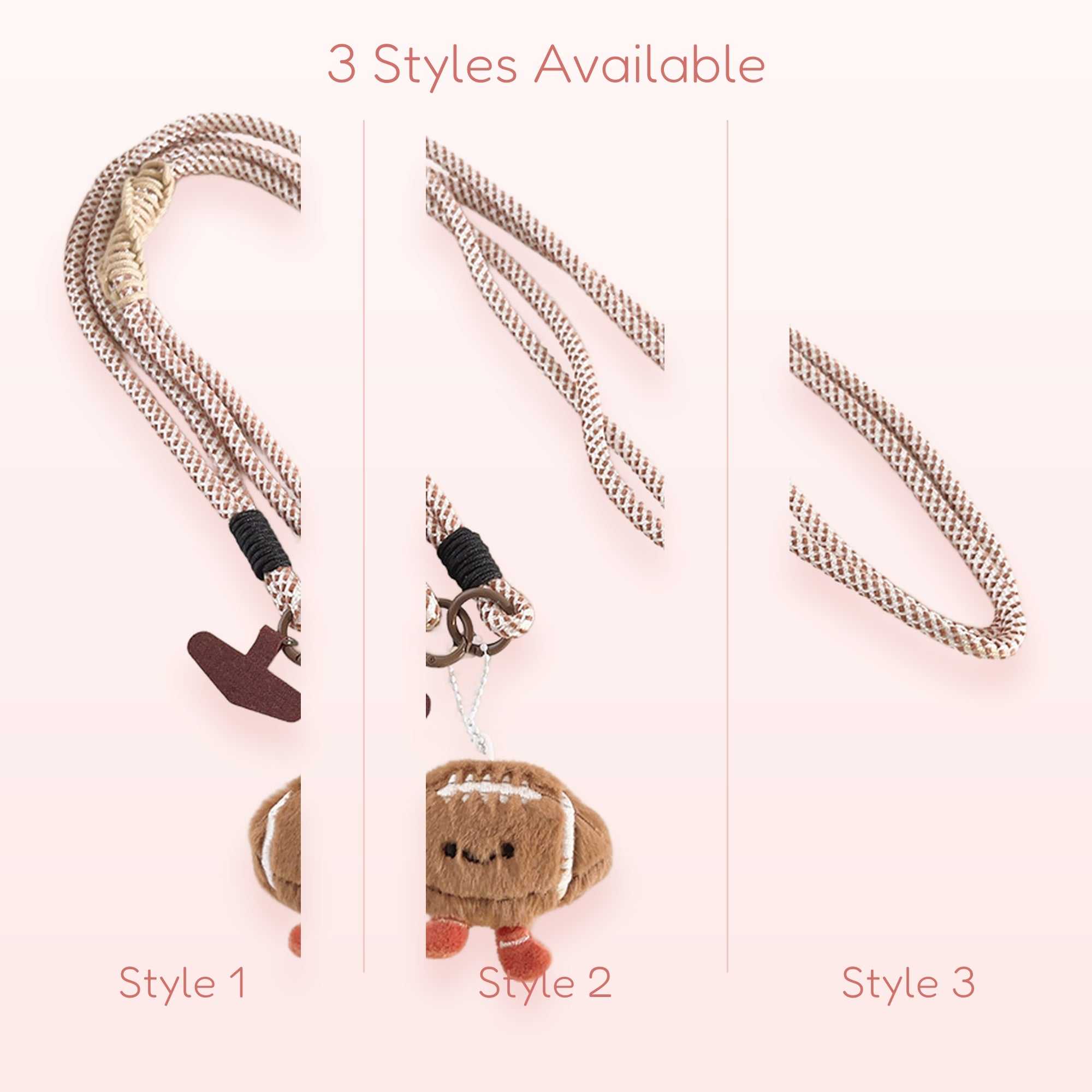 Cute Football Plush Phone Lanyard | Aesthetic Brown & White Rope Strap