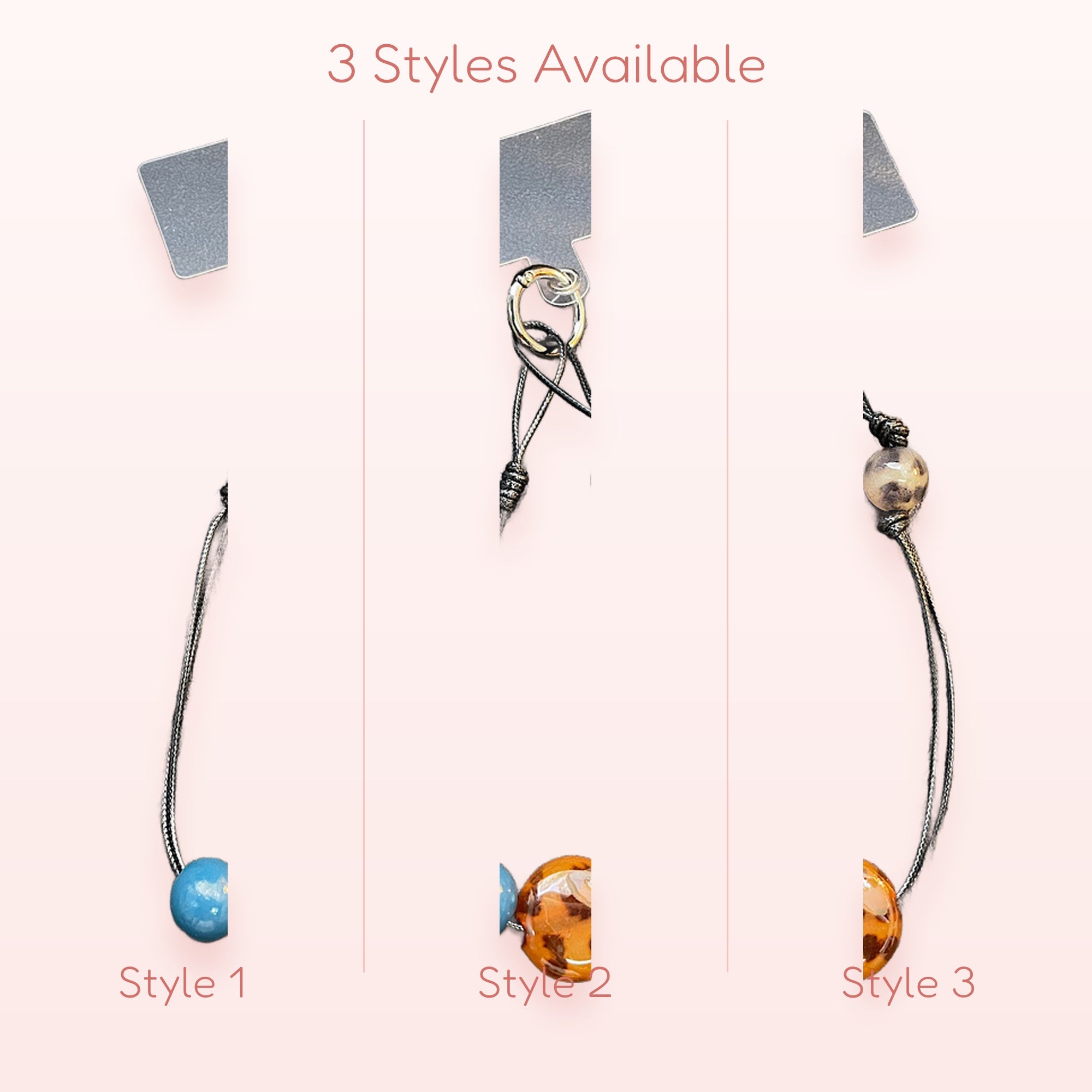 Aesthetic Beaded Phone Charm | Tortoiseshell & Blue Bead Phone Strap