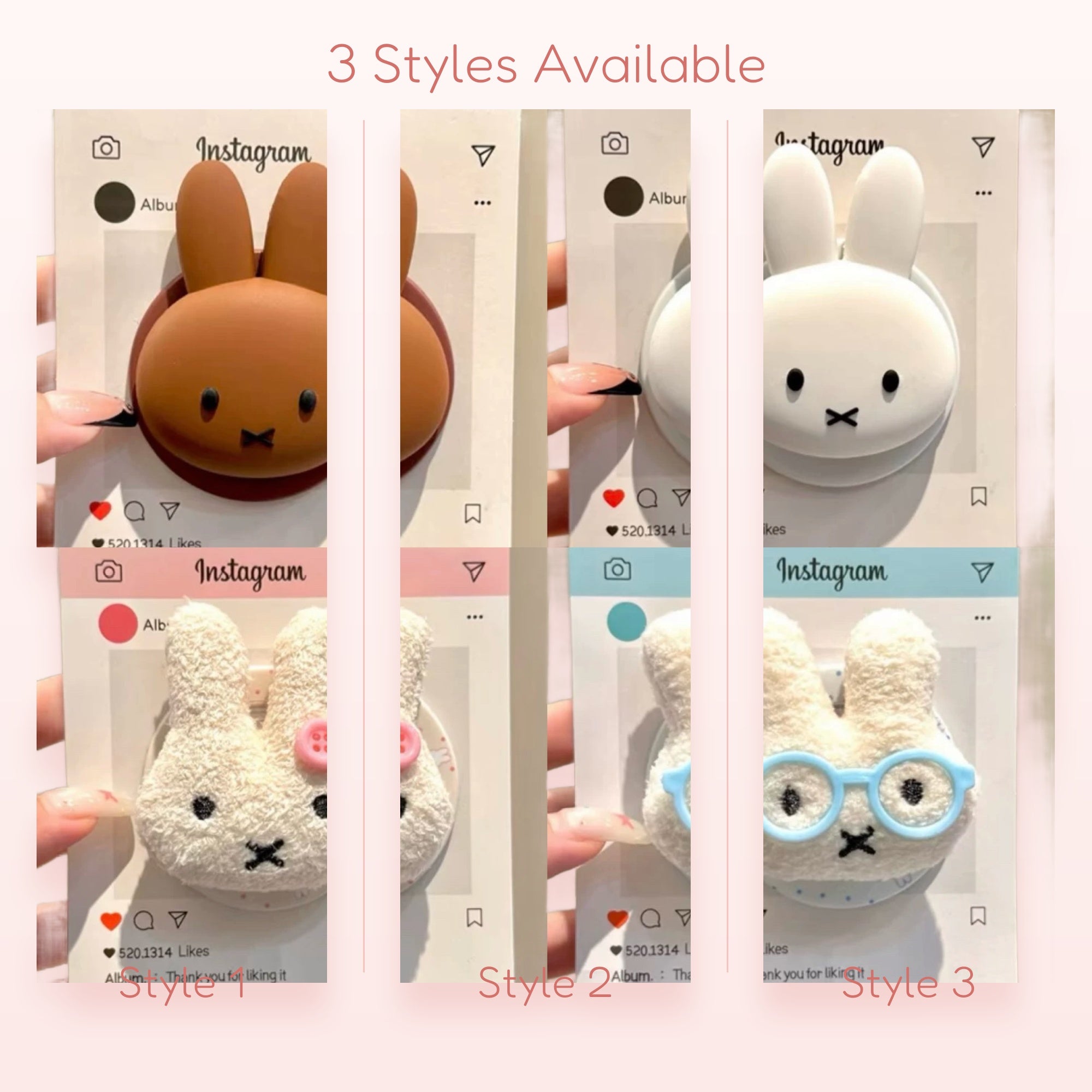 Cute Miffy Bunny Phone Grip | Kawaii Fluffy Rabbit Pop Socket Stand