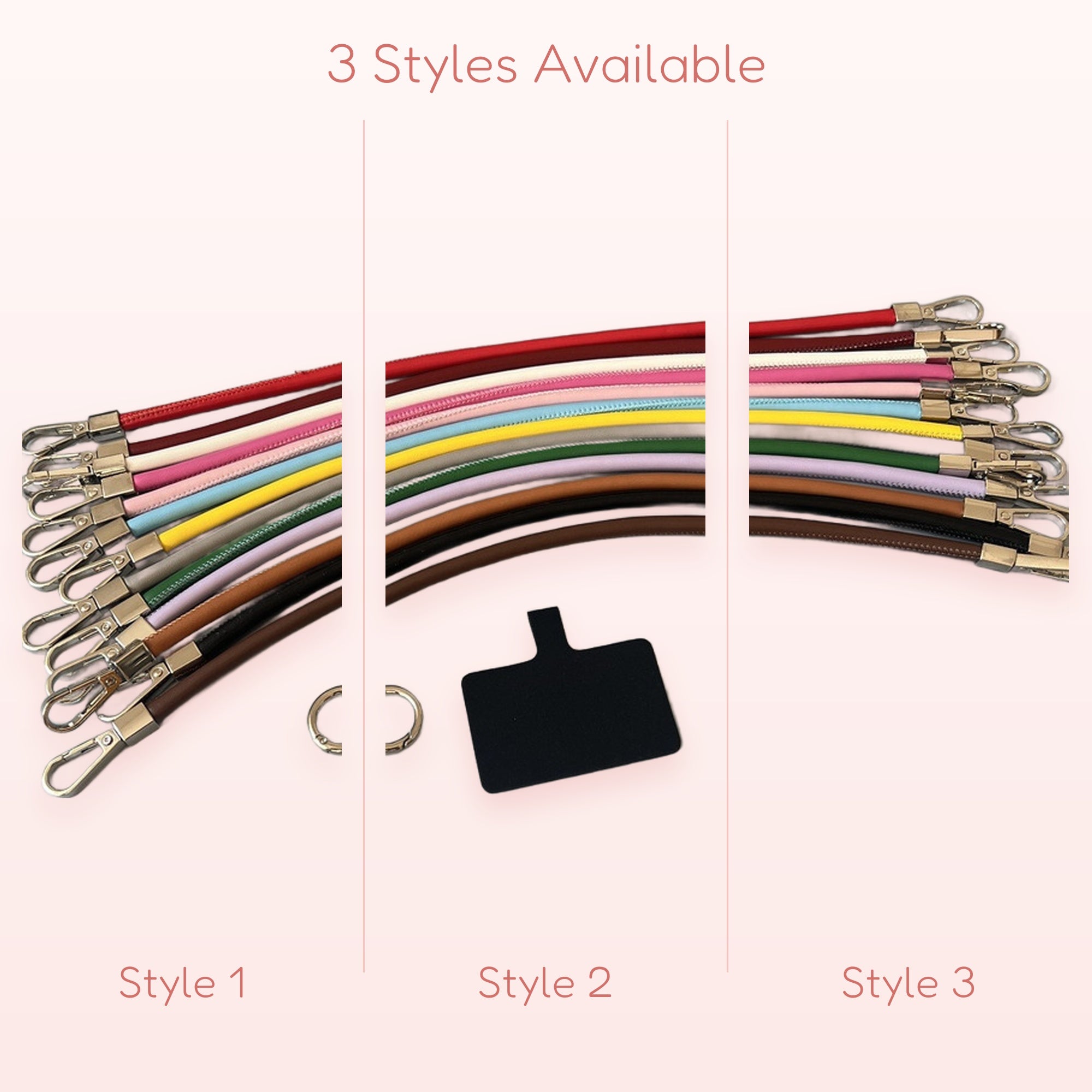 Colorful Faux Leather Phone Lanyard Straps | Aesthetic Wristlet Keychain with Metal Clasps