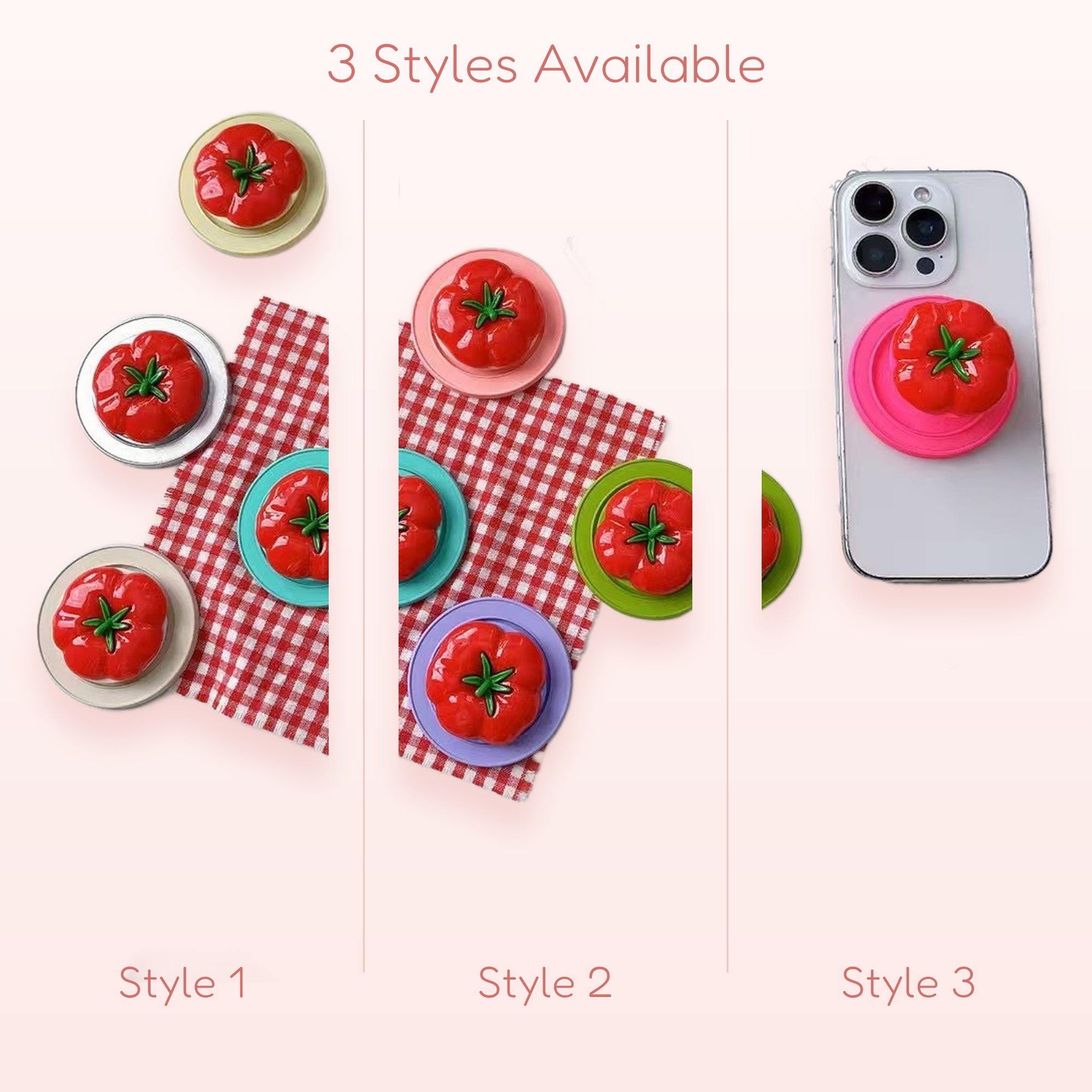 Cute Tomato Phone Grip | Kawaii Red Vegetable Pop Socket Stand