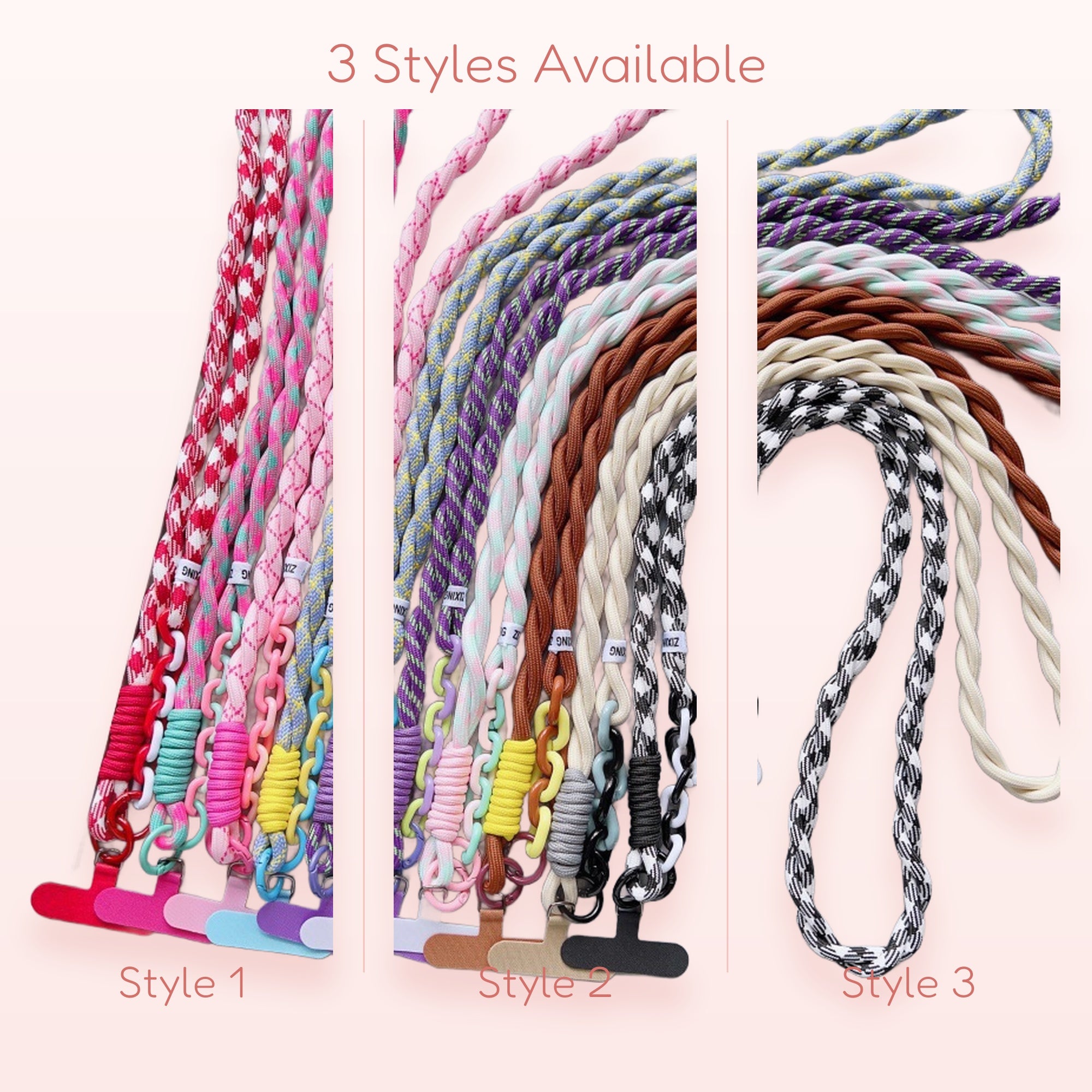 Colorful Braided Rope Phone Lanyard with Chain | Aesthetic Crossbody Phone Strap