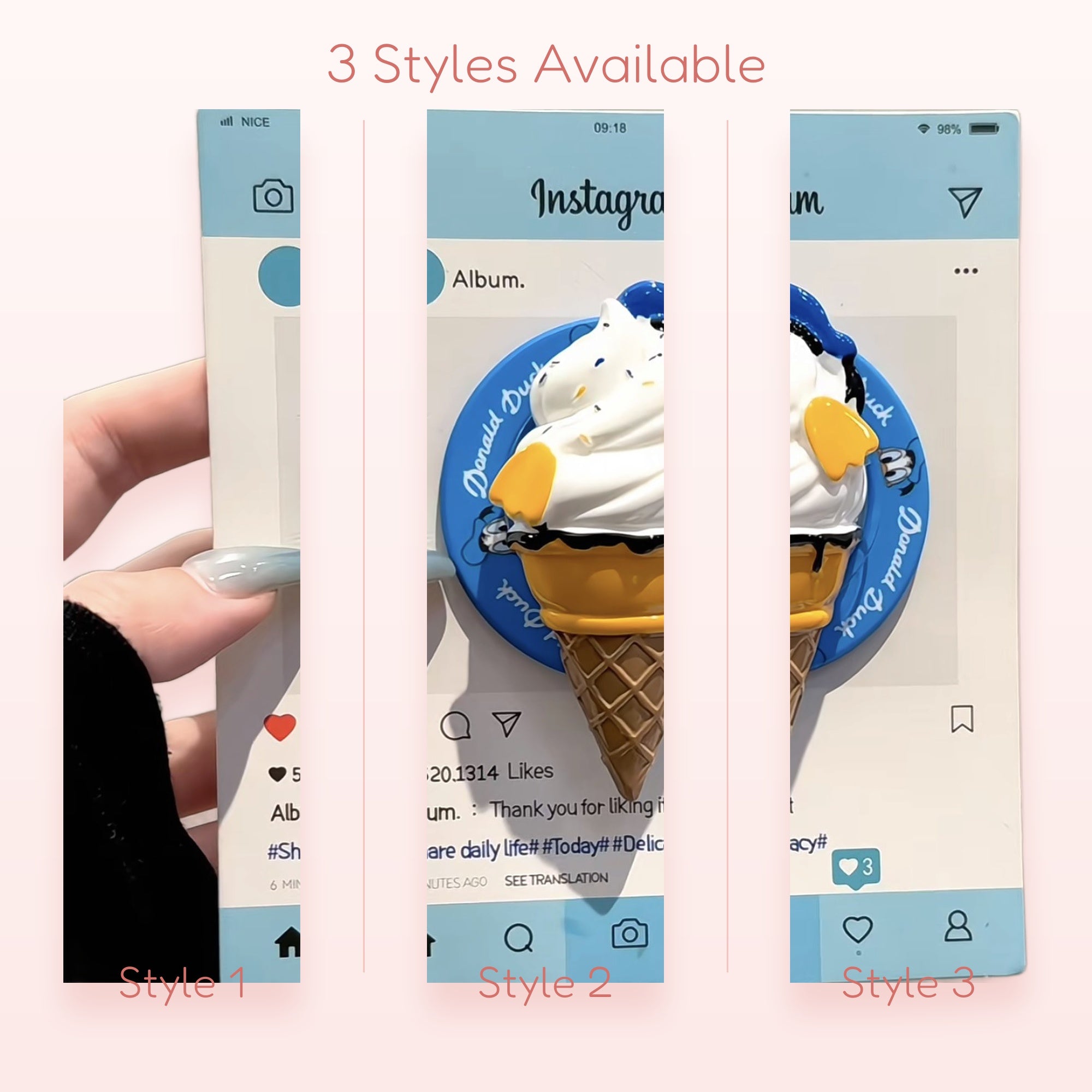 Kawaii Instagram Donald Duck Ice Cream Phone Grip | Cute Blue Pop Socket Stand