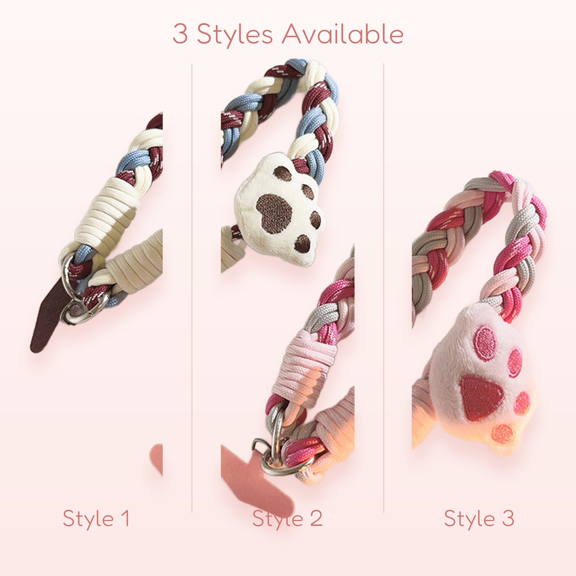 Braided Paw Print Phone Charm Strap | Cute Plush Animal Paw Wrist Lanyard