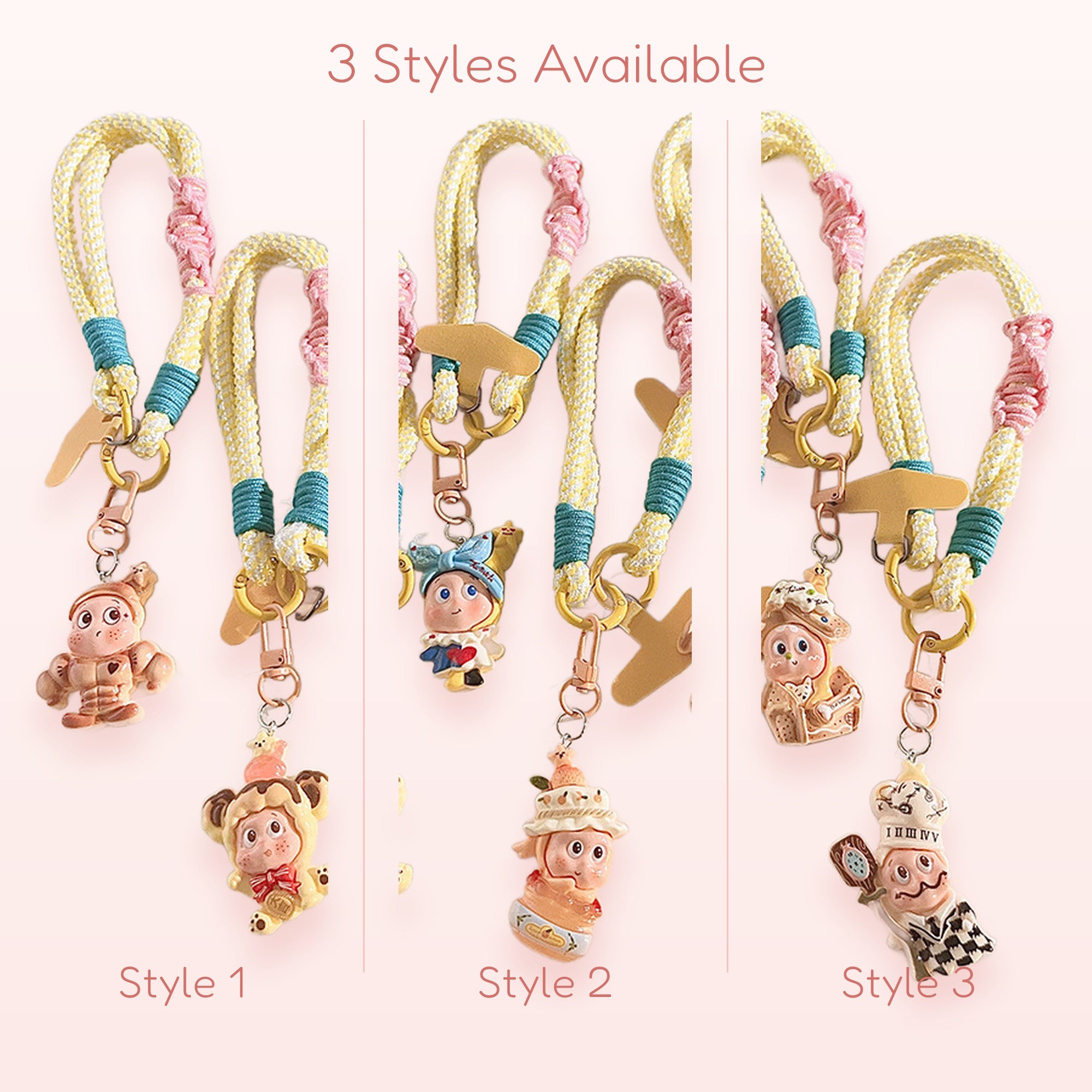 SIMPLYBUBBI — Whimsical Dessert Chef Phone Strap | Kawaii Gold Star Lanyard