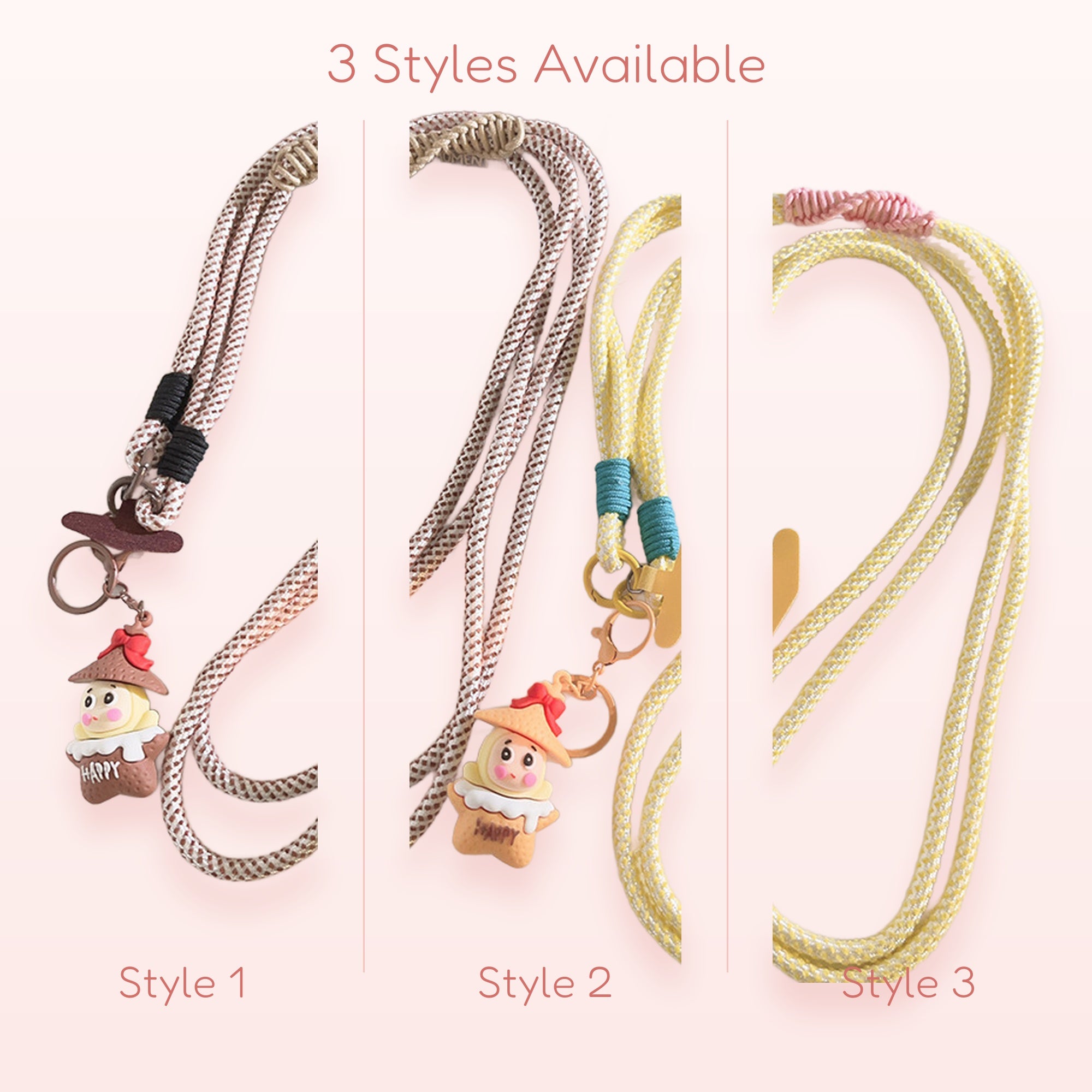 Kawaii Mushroom Character Phone Lanyard | Cute Adjustable Neck Strap