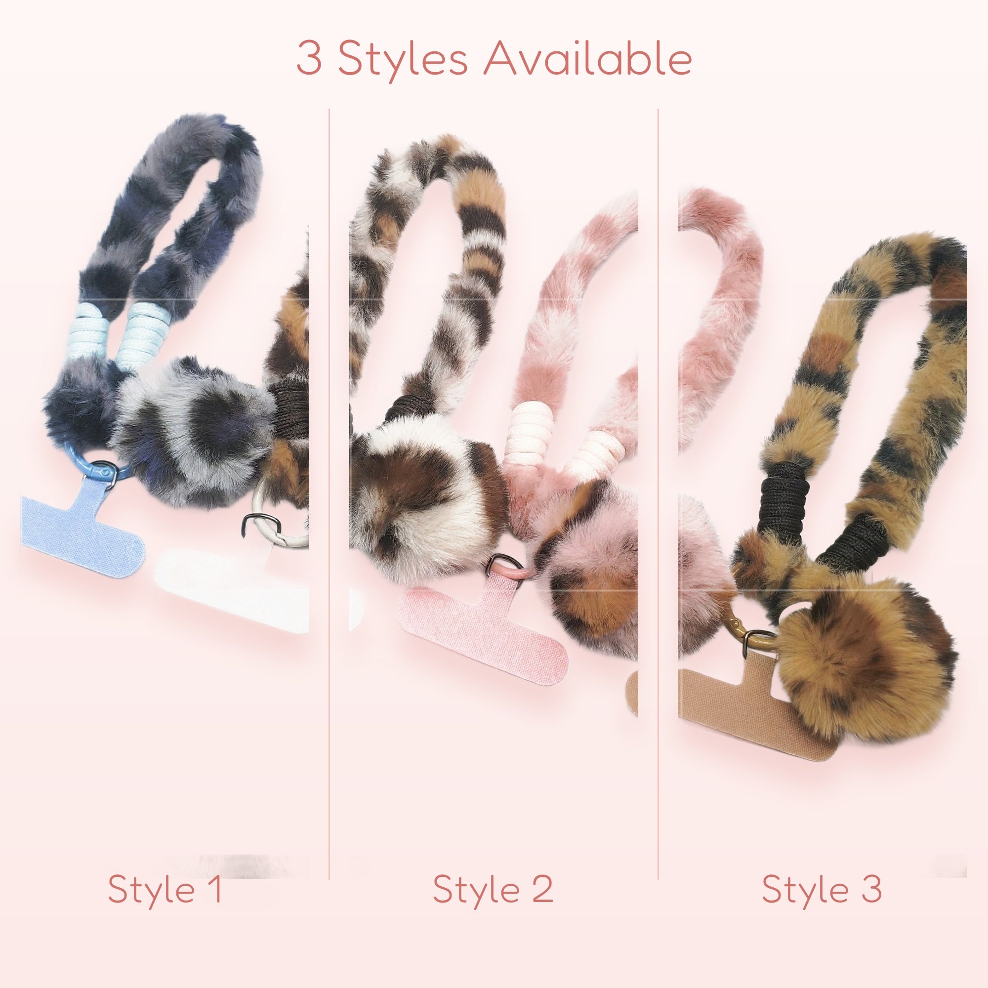 Fuzzy Leopard Print Phone Charm Wristlet | Cute Faux Fur Phone Strap with Pom Pom