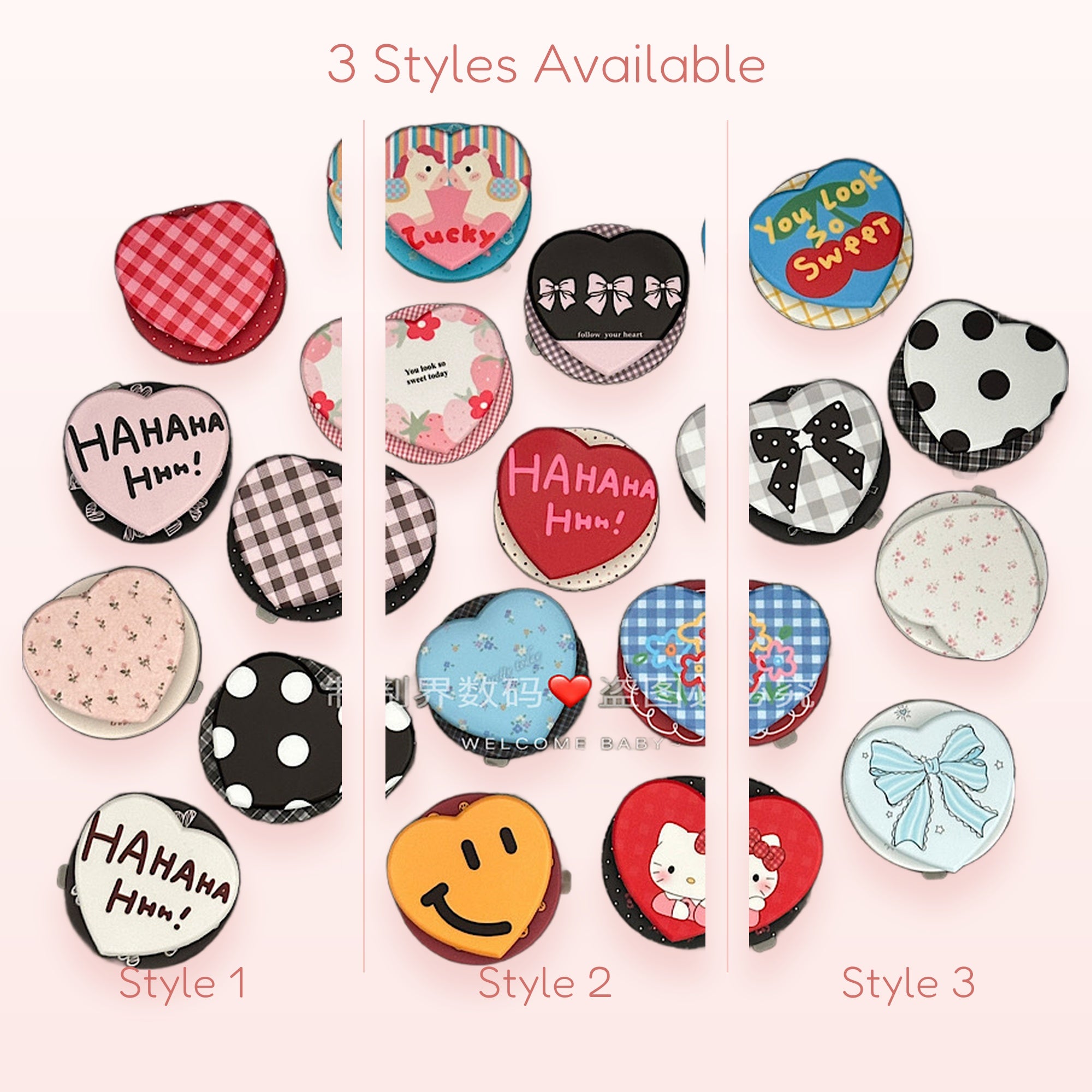 Assorted Heart & Round Kawaii Phone Grips | Cute Pop Socket Stands with Various Designs