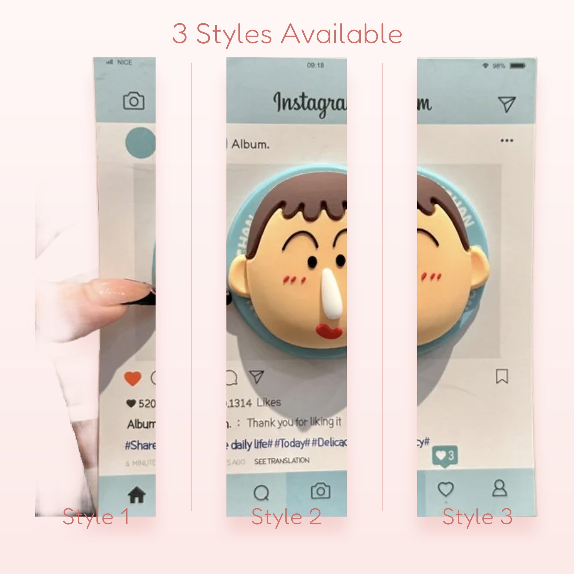 Cute Cartoon Boy Face Phone Grip | Kawaii Pop Socket Stand for Phones