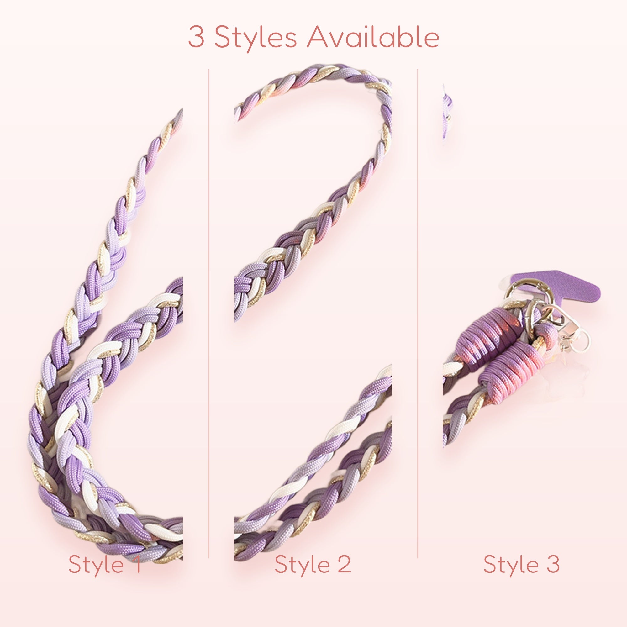 Braided Purple & White Phone Lanyard | Aesthetic Crossbody Phone Strap