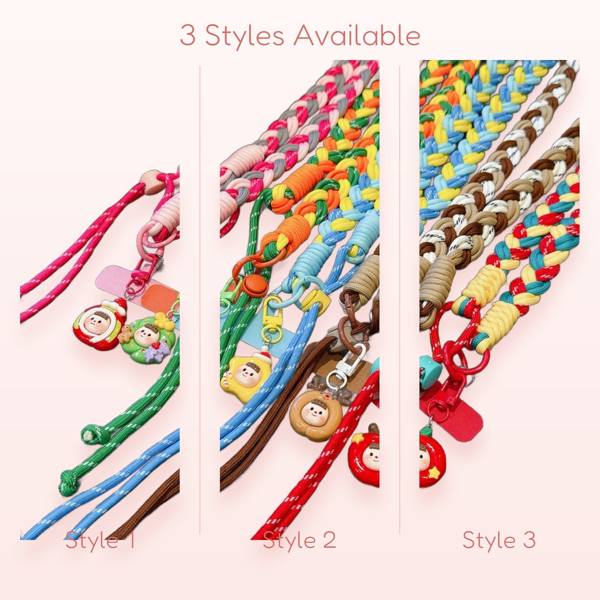 Braided Lanyard Phone Charm | Cute Cartoon Character Wrist Strap