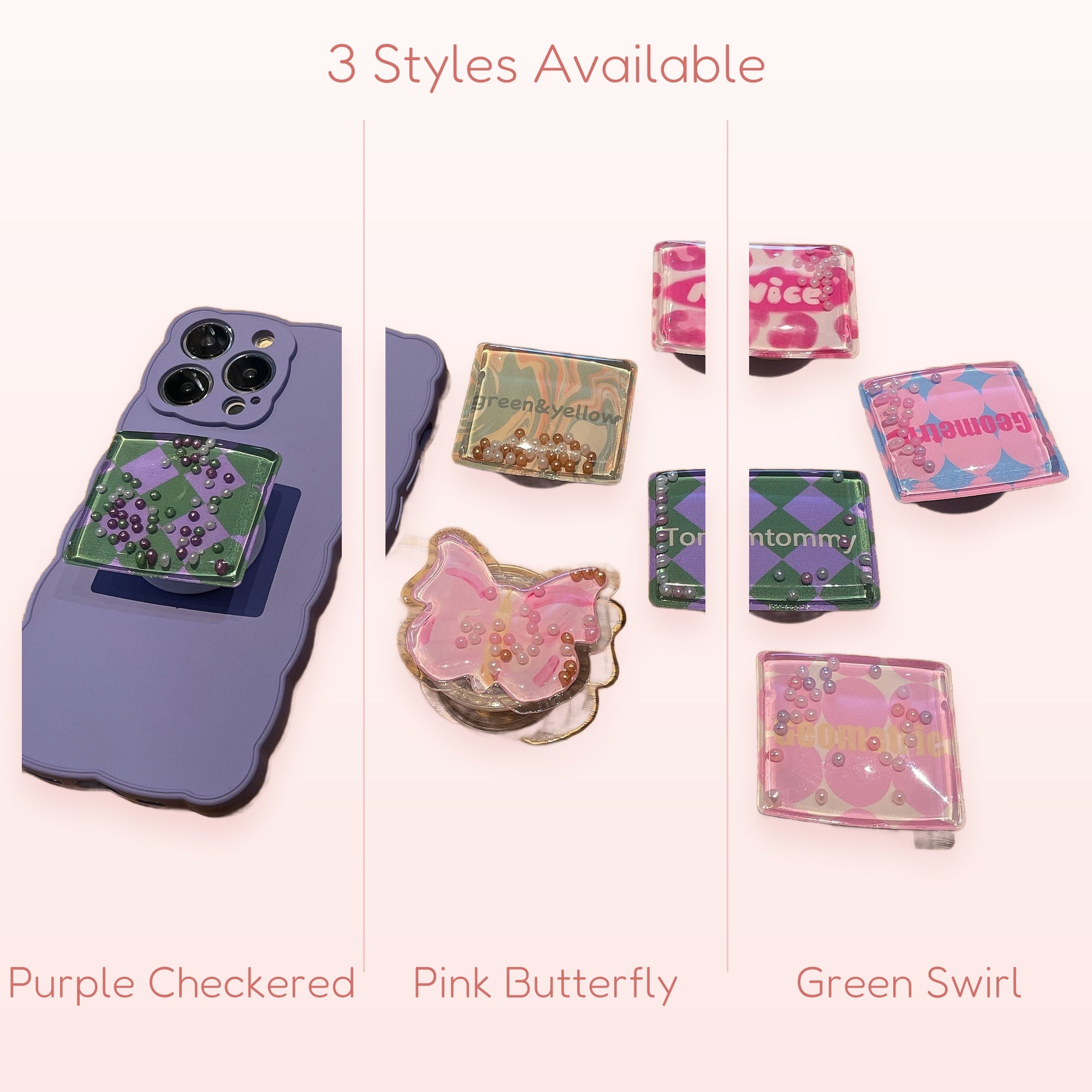 Kawaii Shaker Bead Phone Grip | Cute Pop-Out Phone Stand Holder