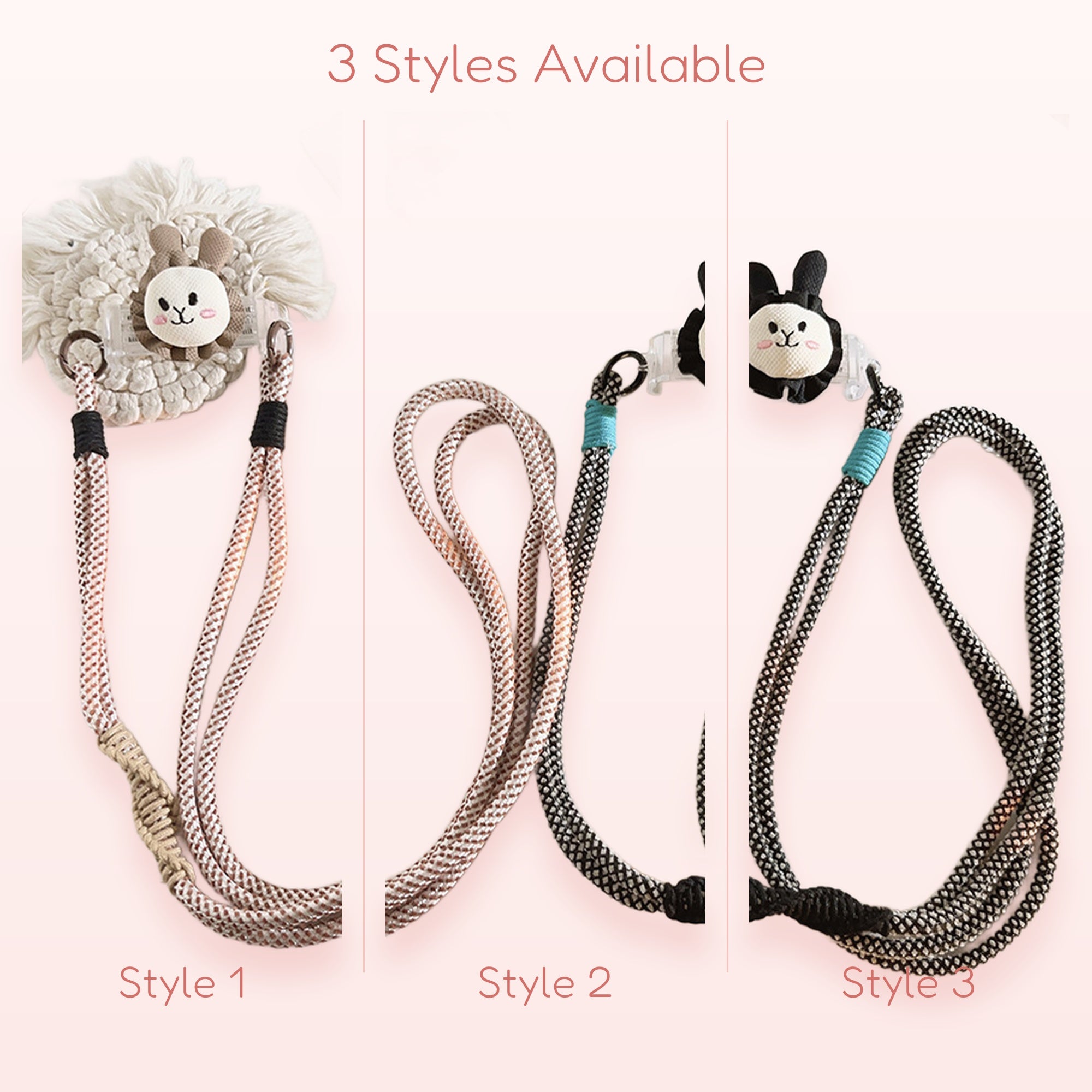 Kawaii Bunny Phone Lanyard Strap | Cute Black & White / Pink & White Crossbody