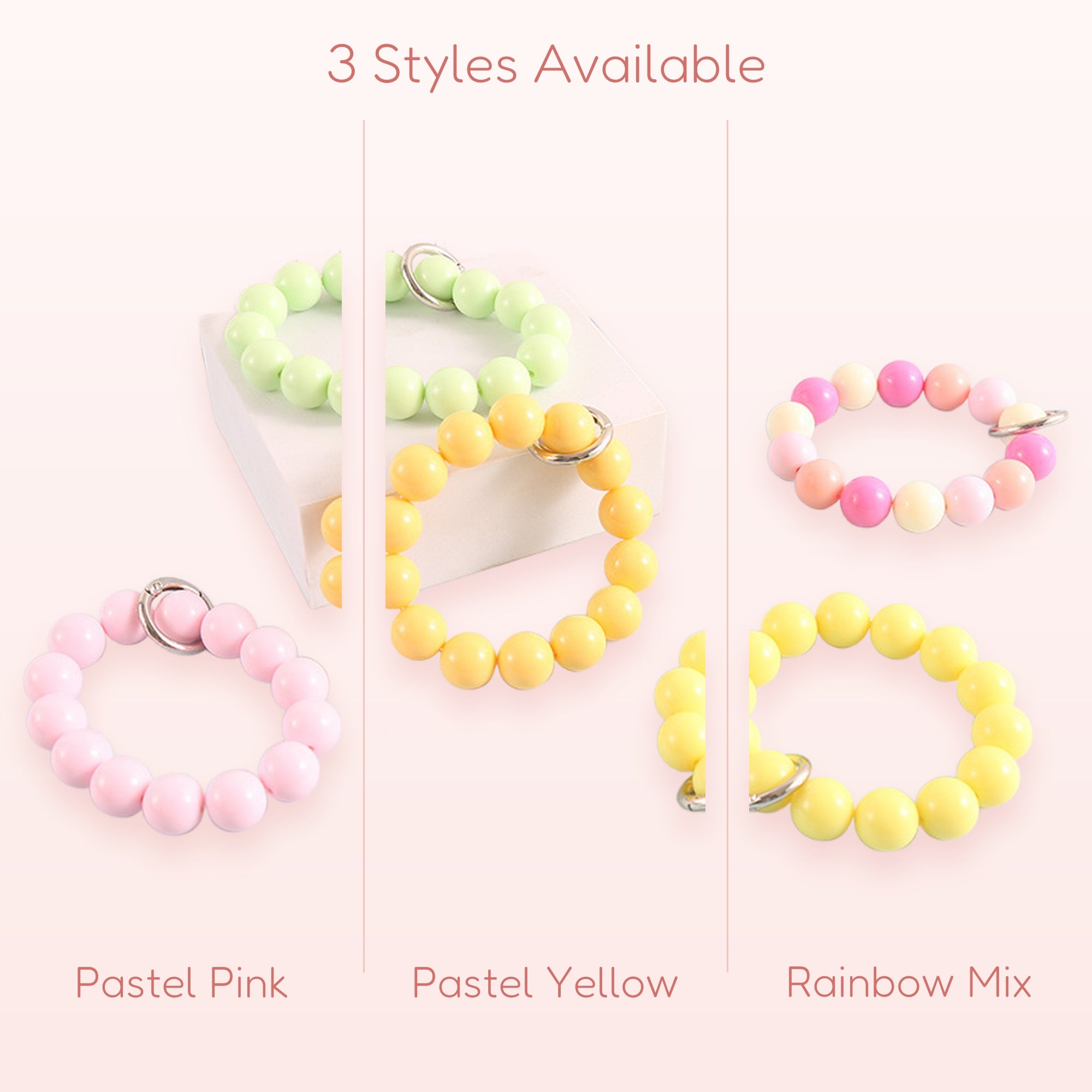 Chunky Bead Phone Charm Strap | Pastel Wrist Lanyard Keychain