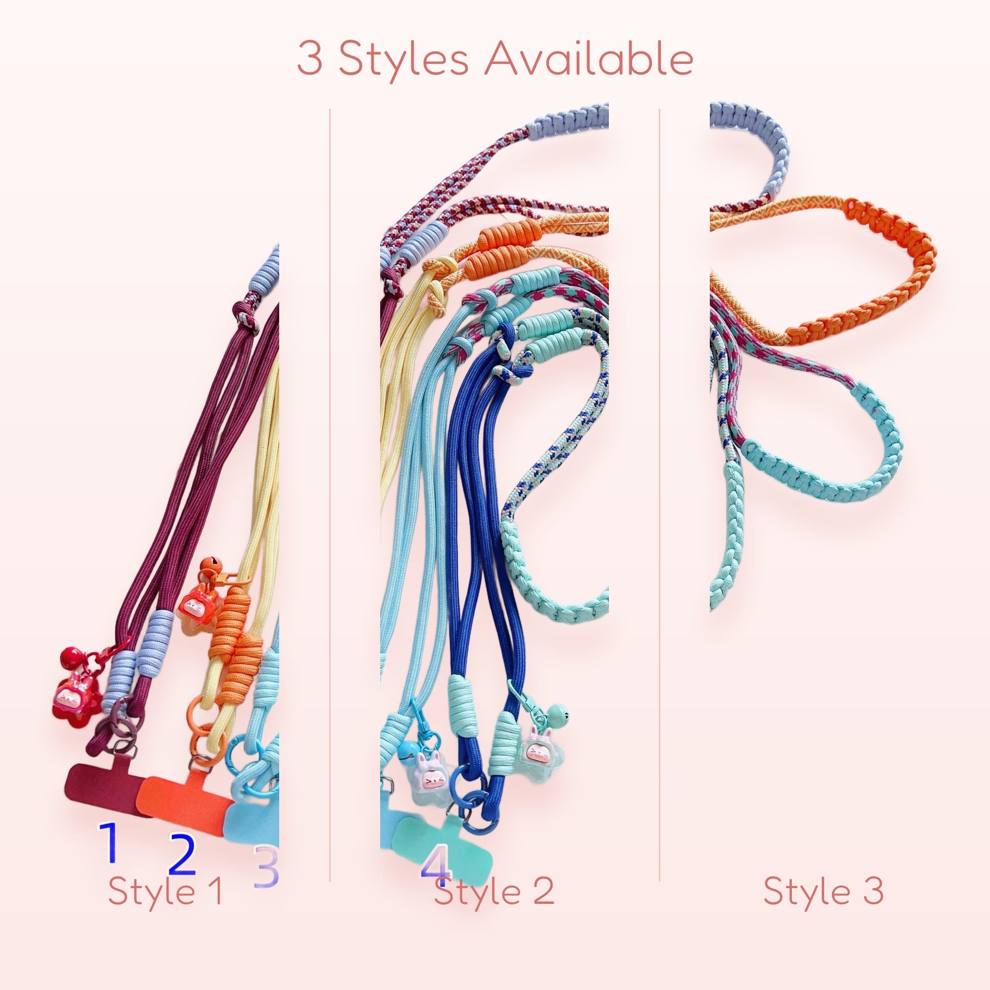 Braided Macrame Phone Lanyard Strap | Colorful Cute Bunny Charm Wristlet